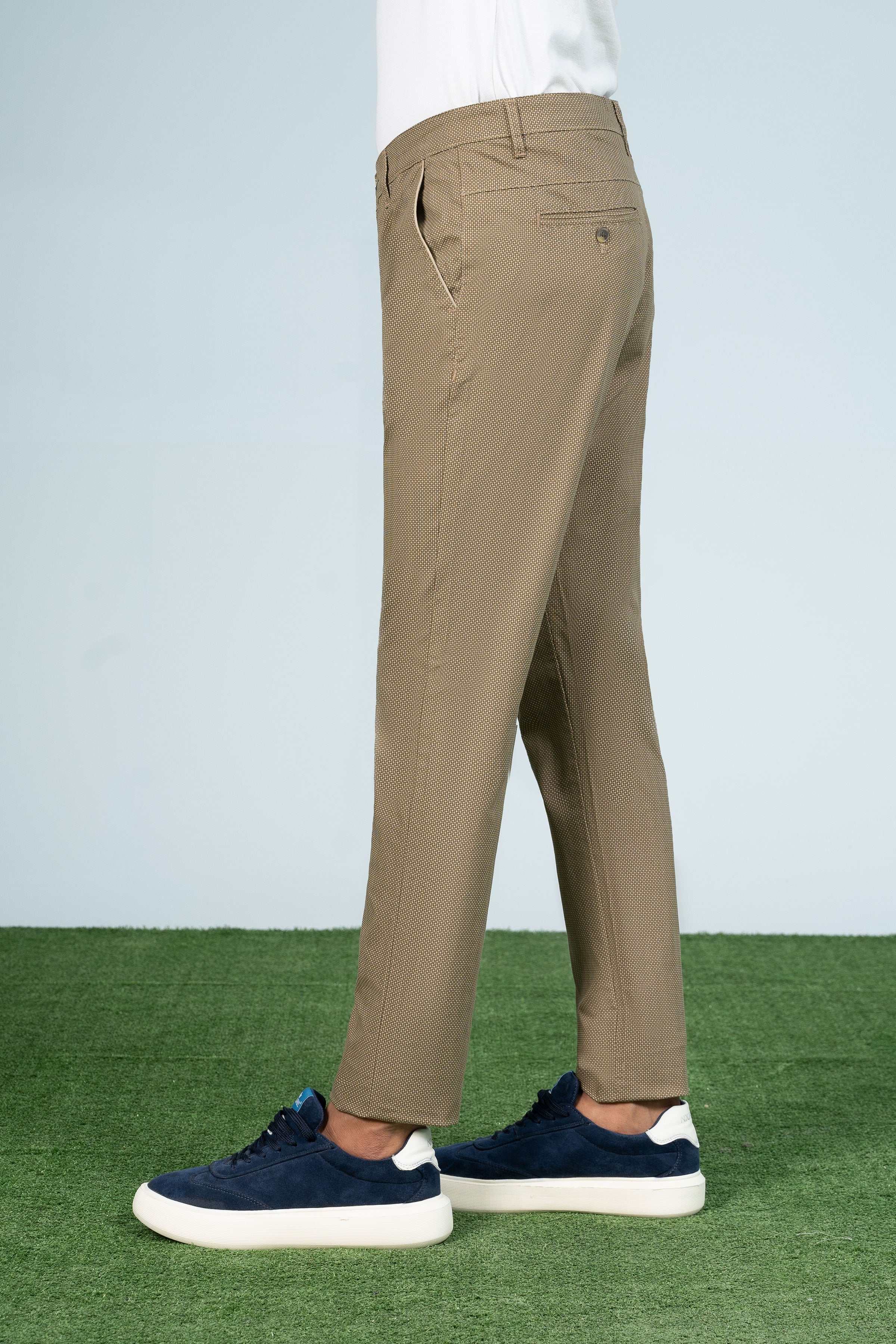 CROSS POCKET PRINTED PANT KHAKI at Charcoal Clothing