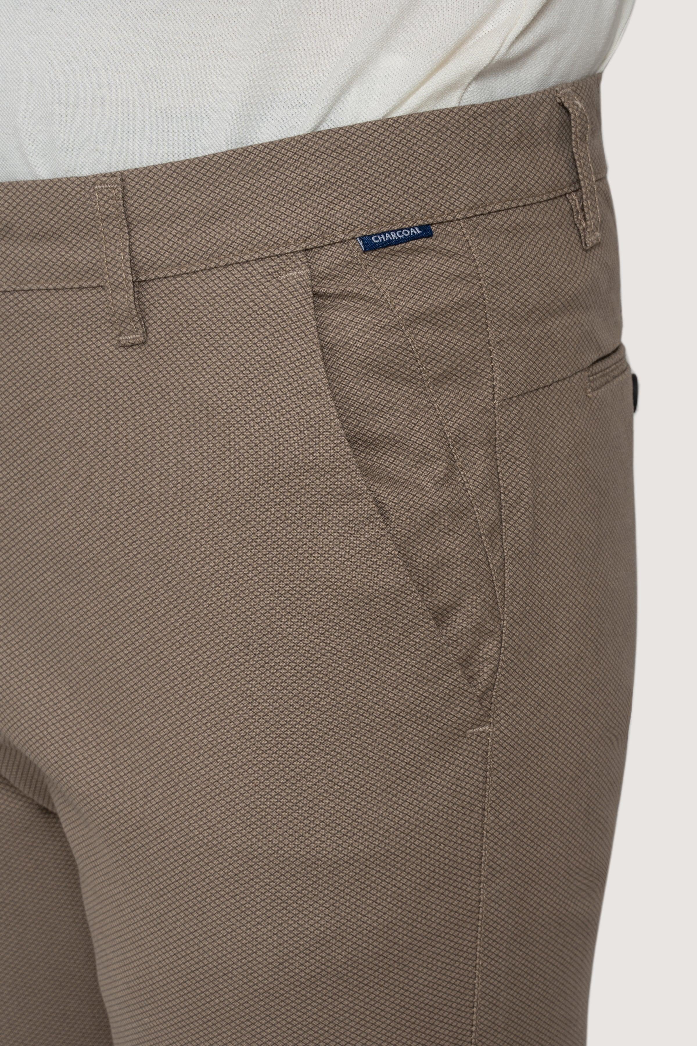 CROSS POCKET PRINTED PANT LIGHT BROWN at Charcoal Clothing
