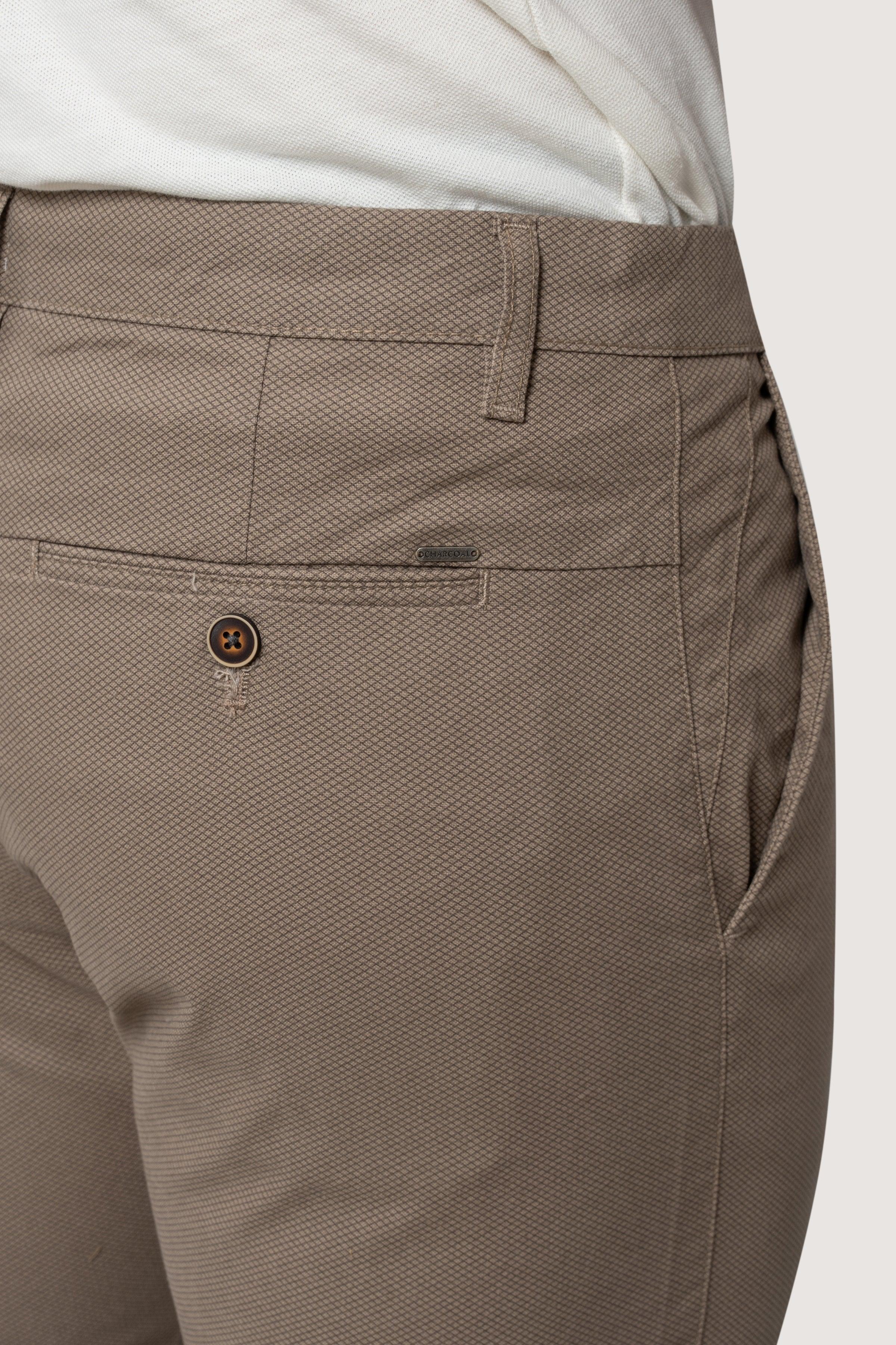 CROSS POCKET PRINTED PANT LIGHT BROWN at Charcoal Clothing