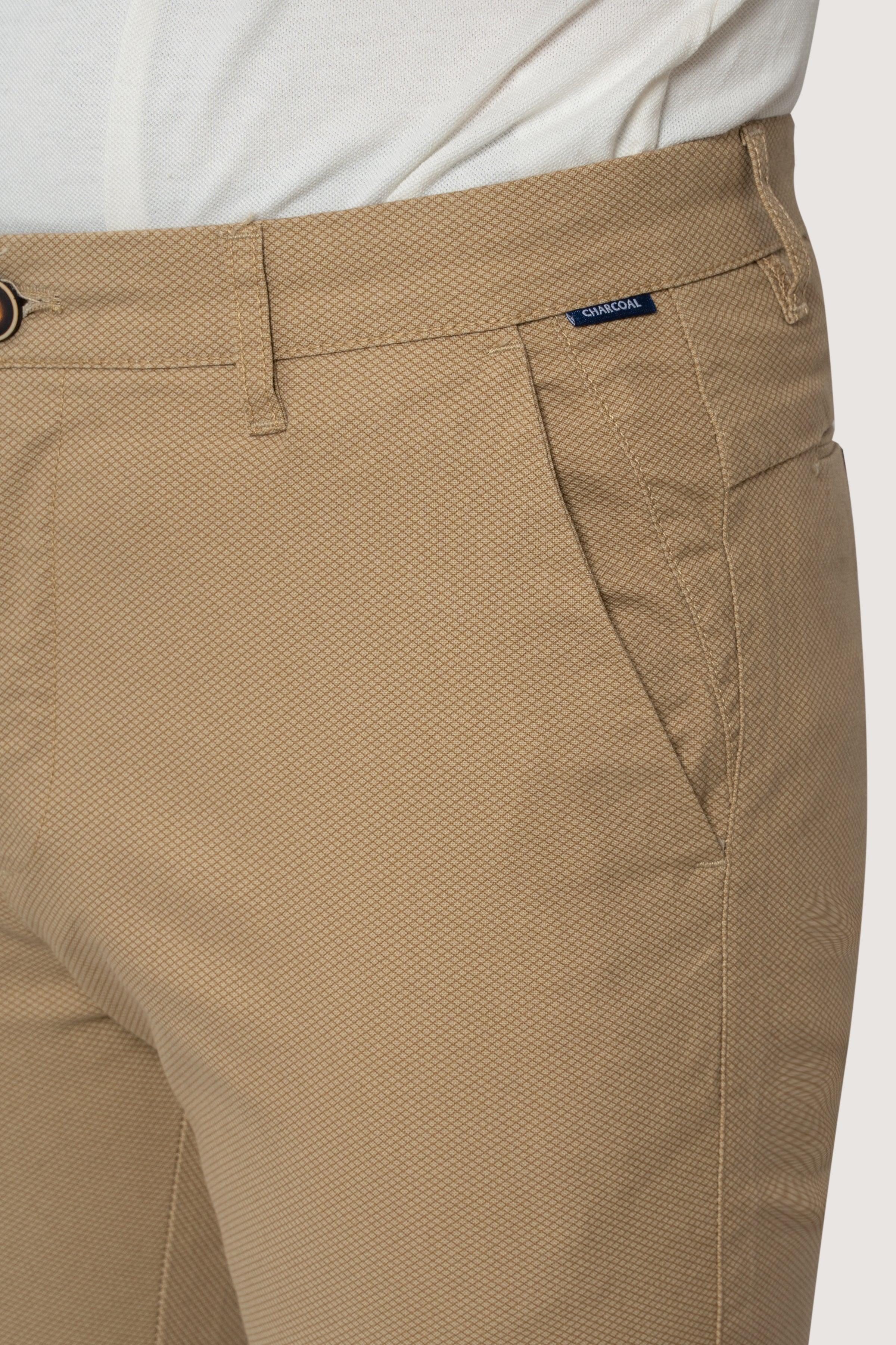 CROSS POCKET PRINTED PANT LIGHT KHAKI at Charcoal Clothing