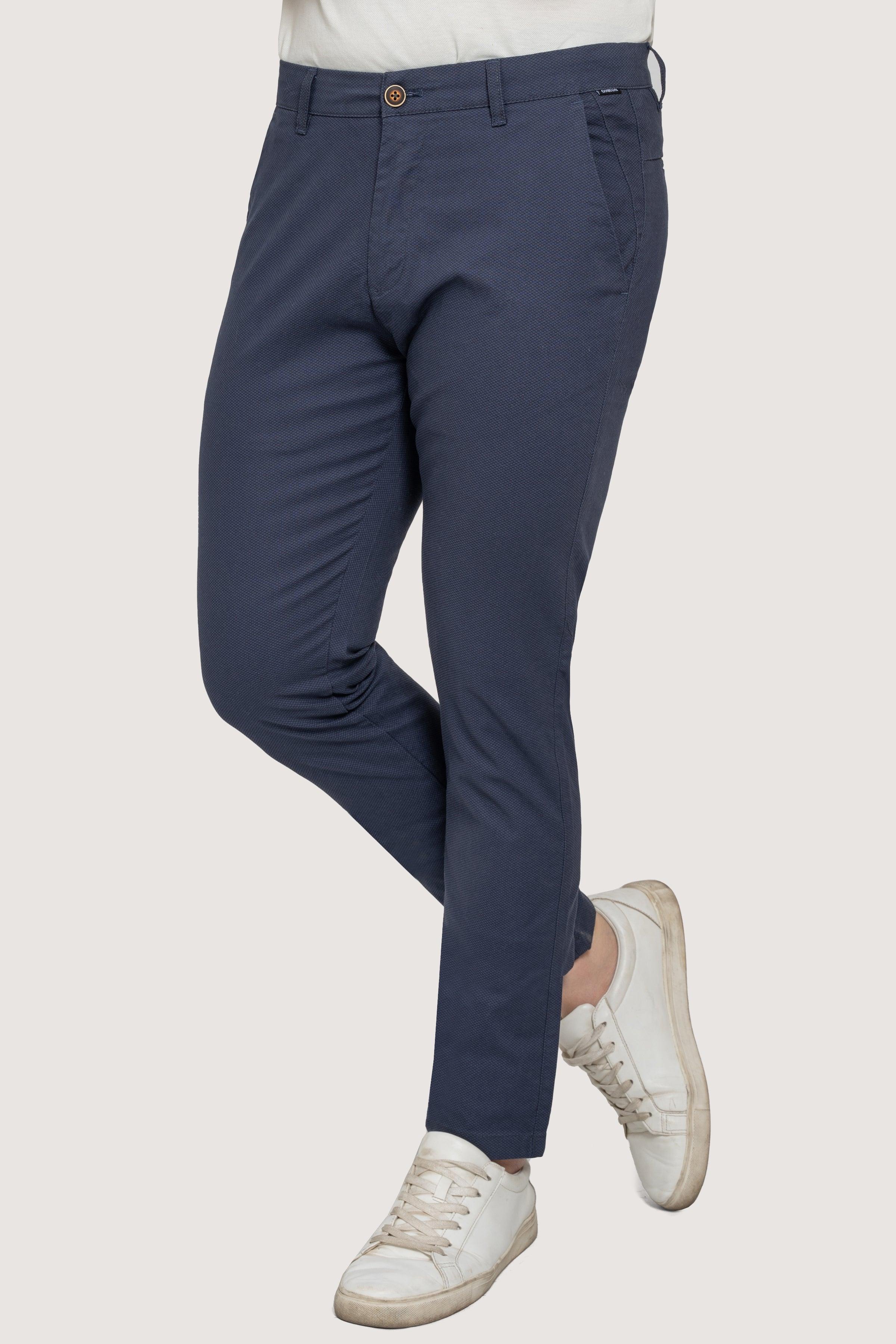 CROSS POCKET PRINTED PANT NAVY BLUE at Charcoal Clothing