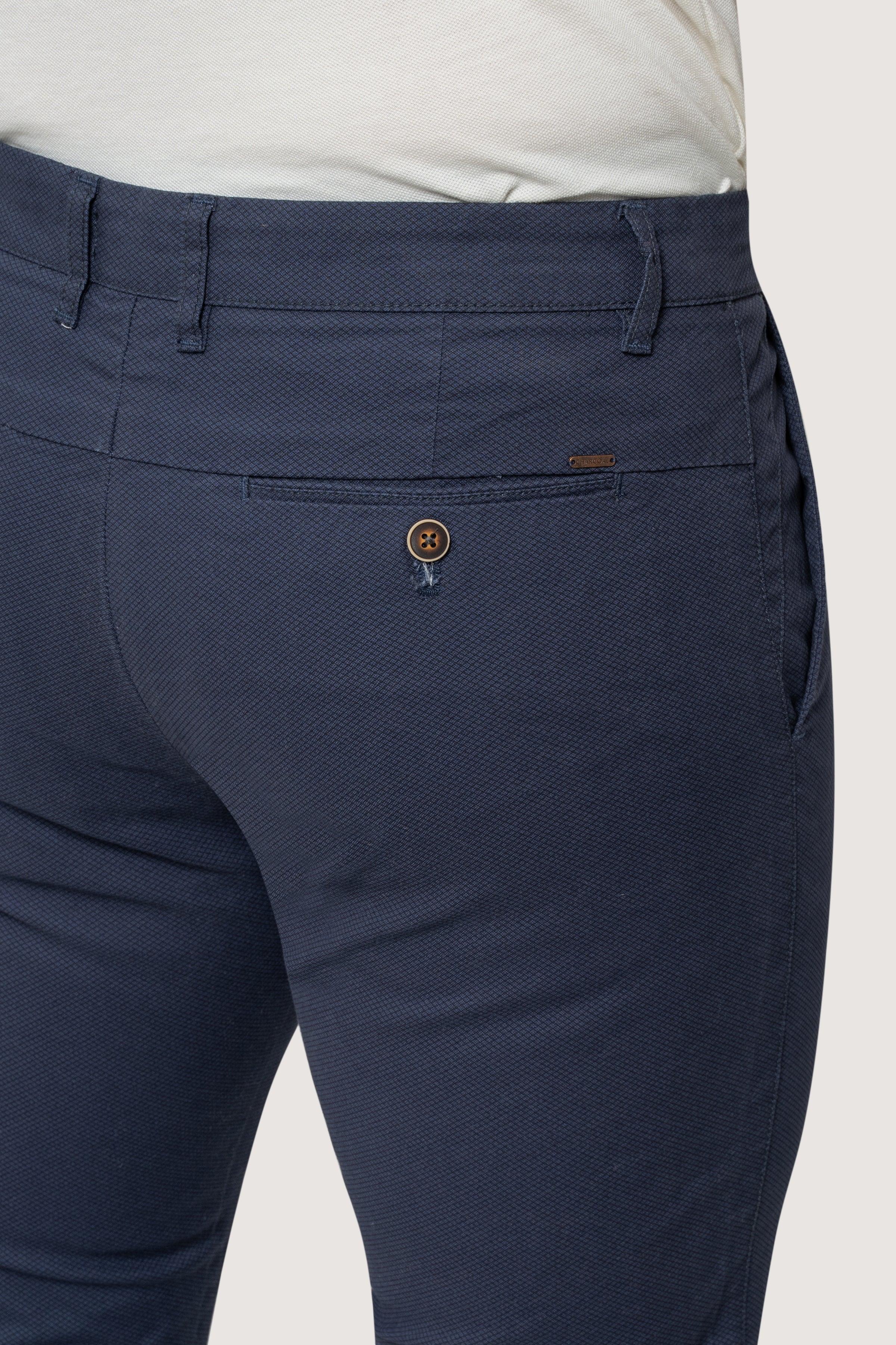 CROSS POCKET PRINTED PANT NAVY BLUE at Charcoal Clothing