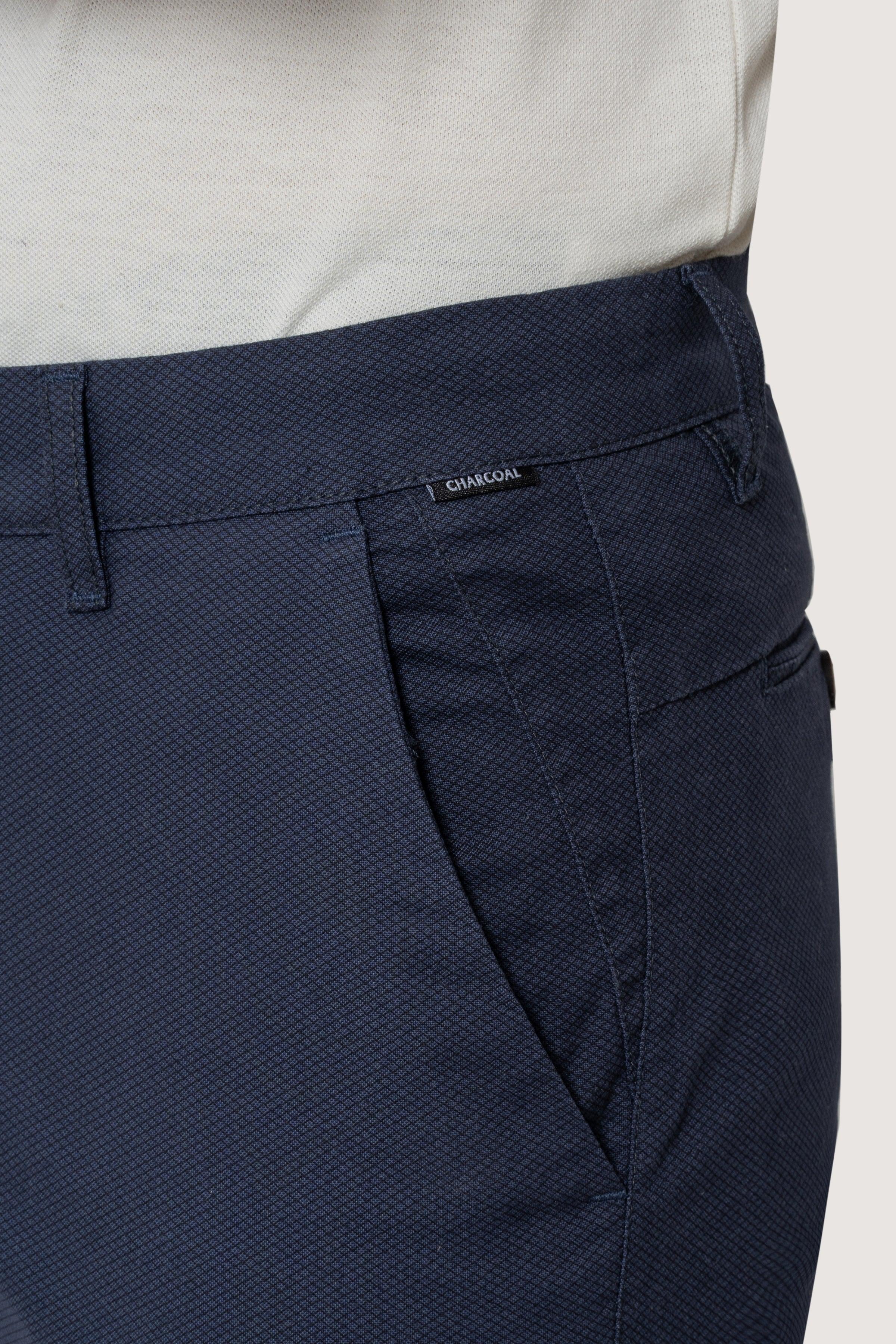 CROSS POCKET PRINTED PANT NAVY BLUE at Charcoal Clothing