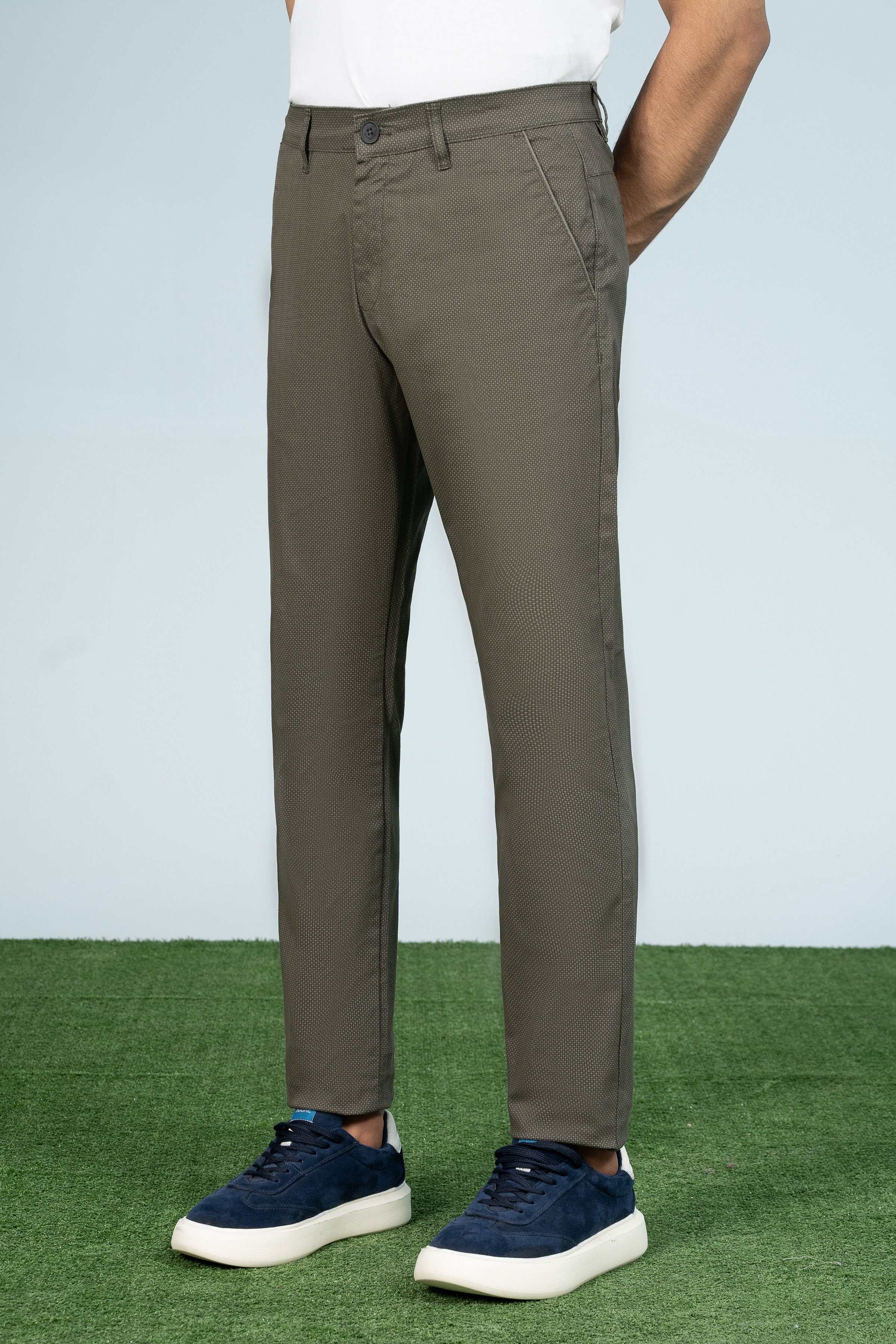 CROSS POCKET PRINTED PANT OLIVE at Charcoal Clothing