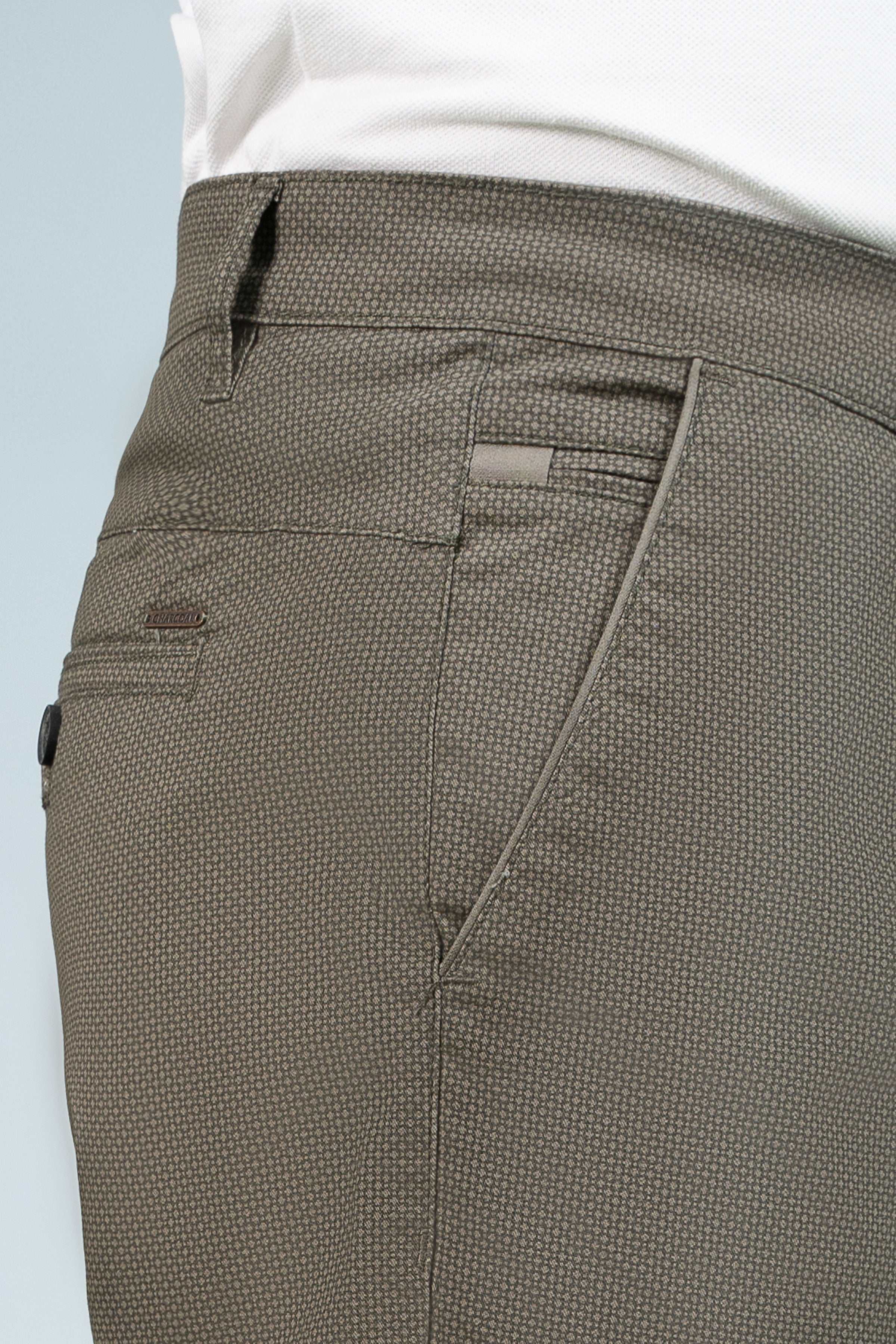 CROSS POCKET PRINTED PANT OLIVE at Charcoal Clothing