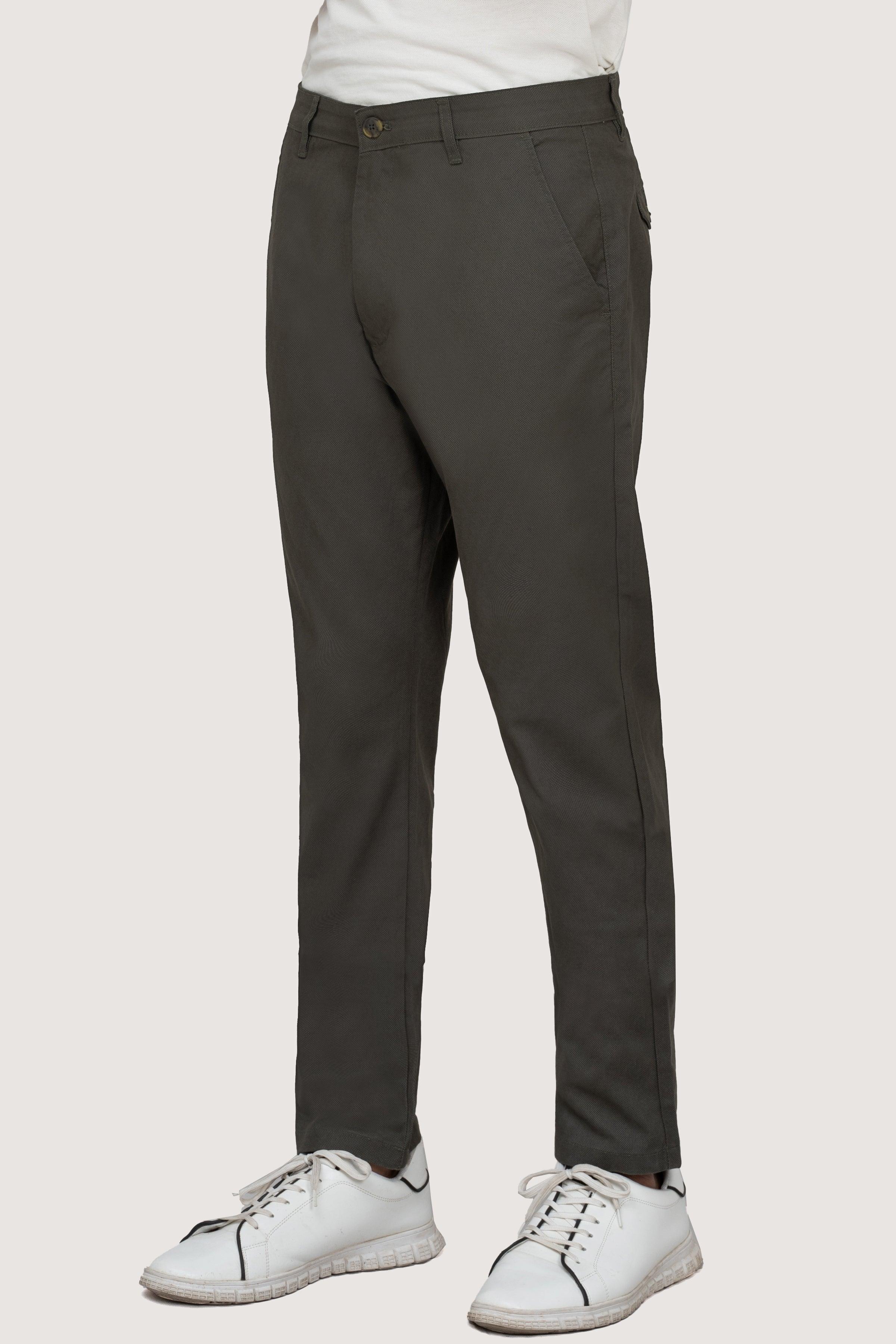 CROSS POCKET PRINTED SLIMFIT DARK OLIVE PANT at Charcoal Clothing