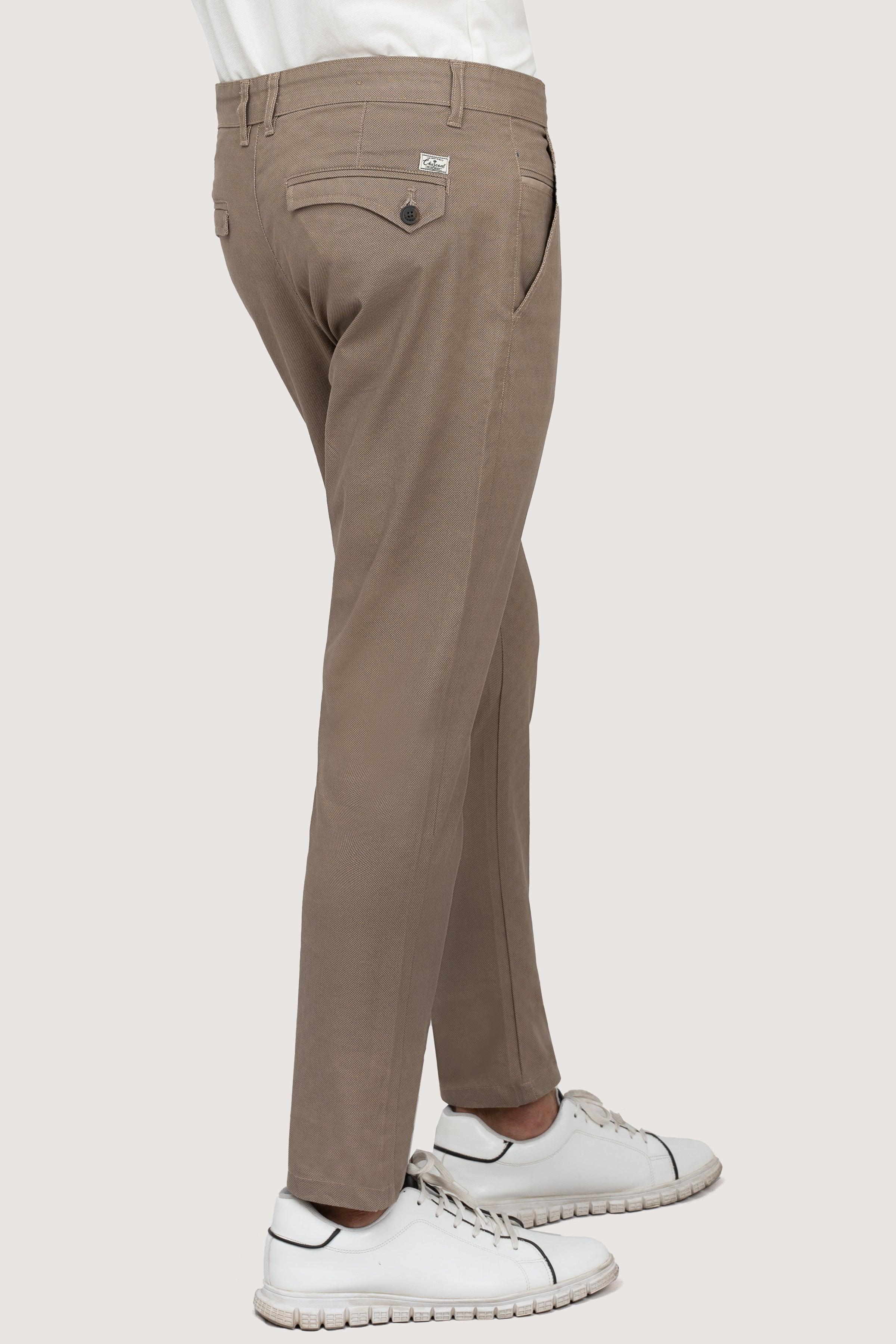 CROSS POCKET PRINTED SLIMFIT LIGHT KHAKI PANT at Charcoal Clothing