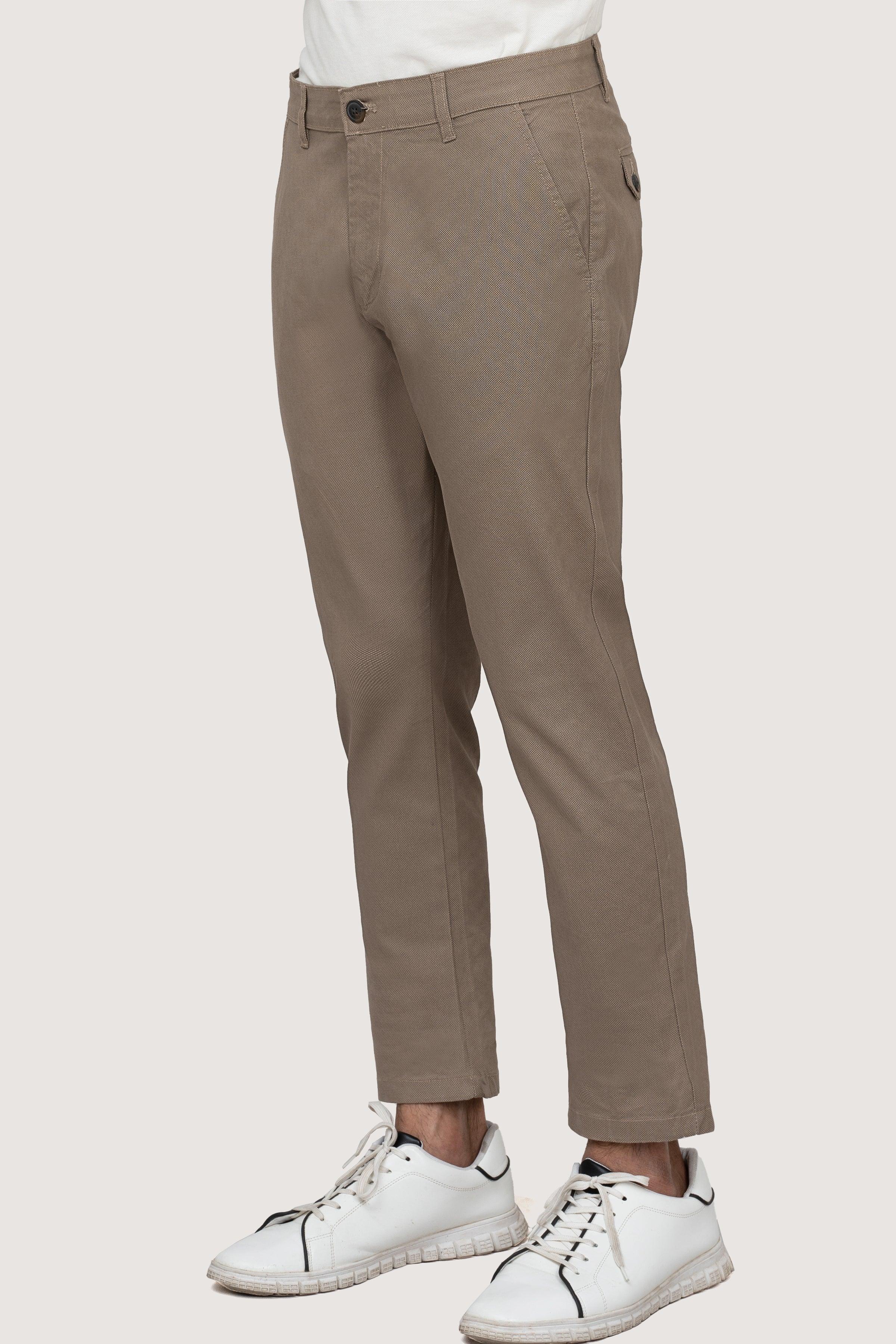 CROSS POCKET PRINTED SLIMFIT LIGHT KHAKI PANT at Charcoal Clothing
