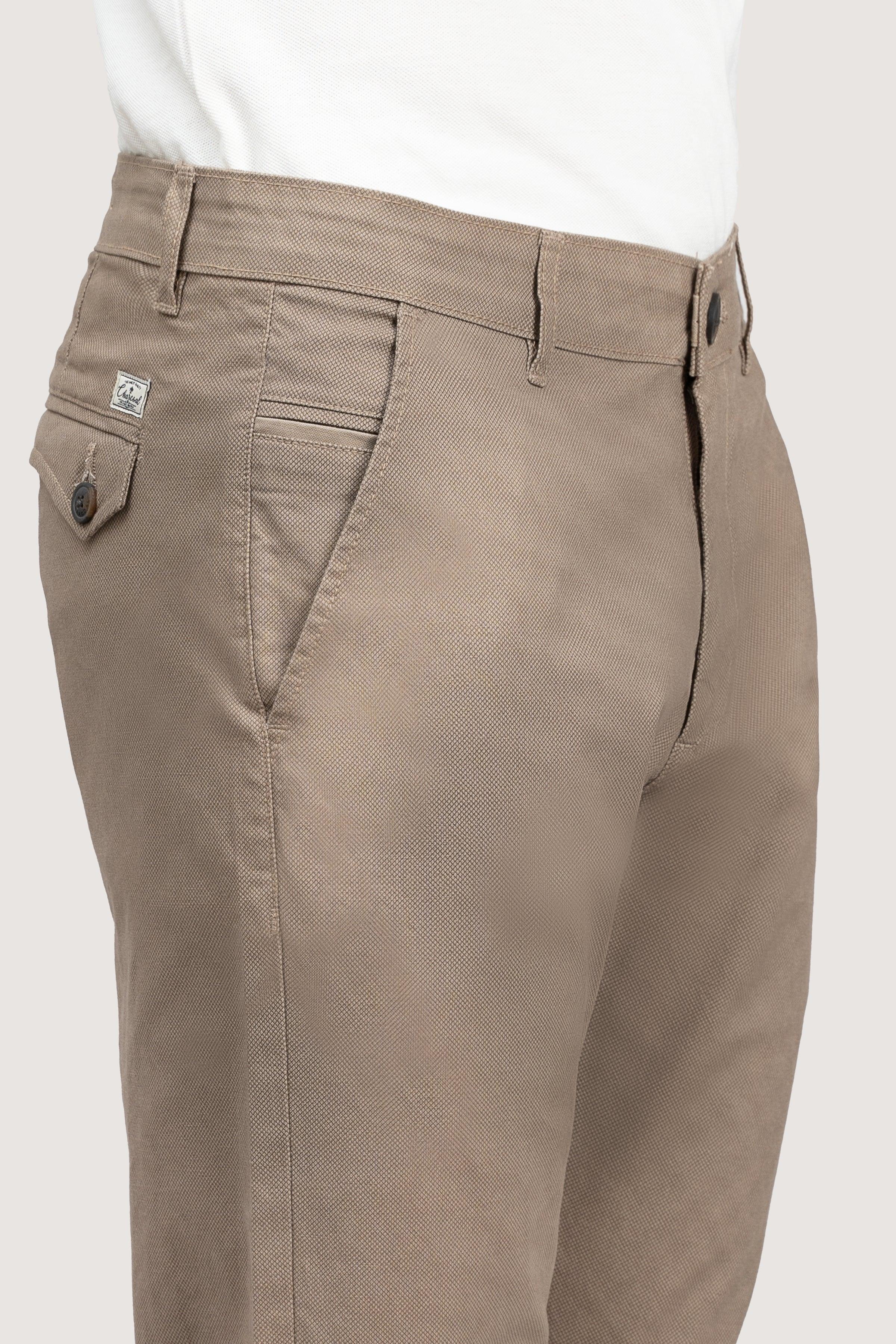 CROSS POCKET PRINTED SLIMFIT LIGHT KHAKI PANT at Charcoal Clothing