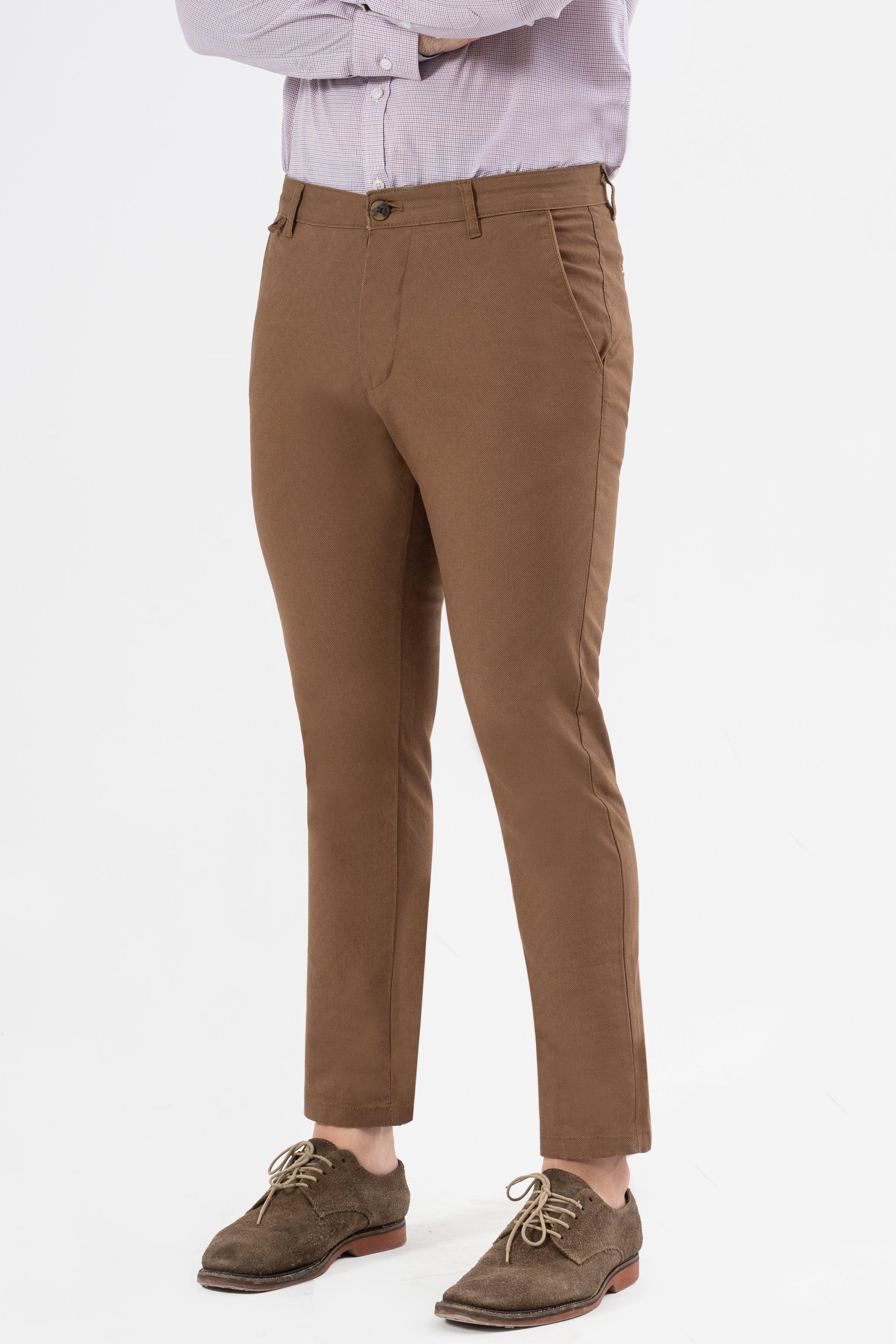 CROSS POCKET PRINTED SLIMFIT PANT BROWN at Charcoal Clothing