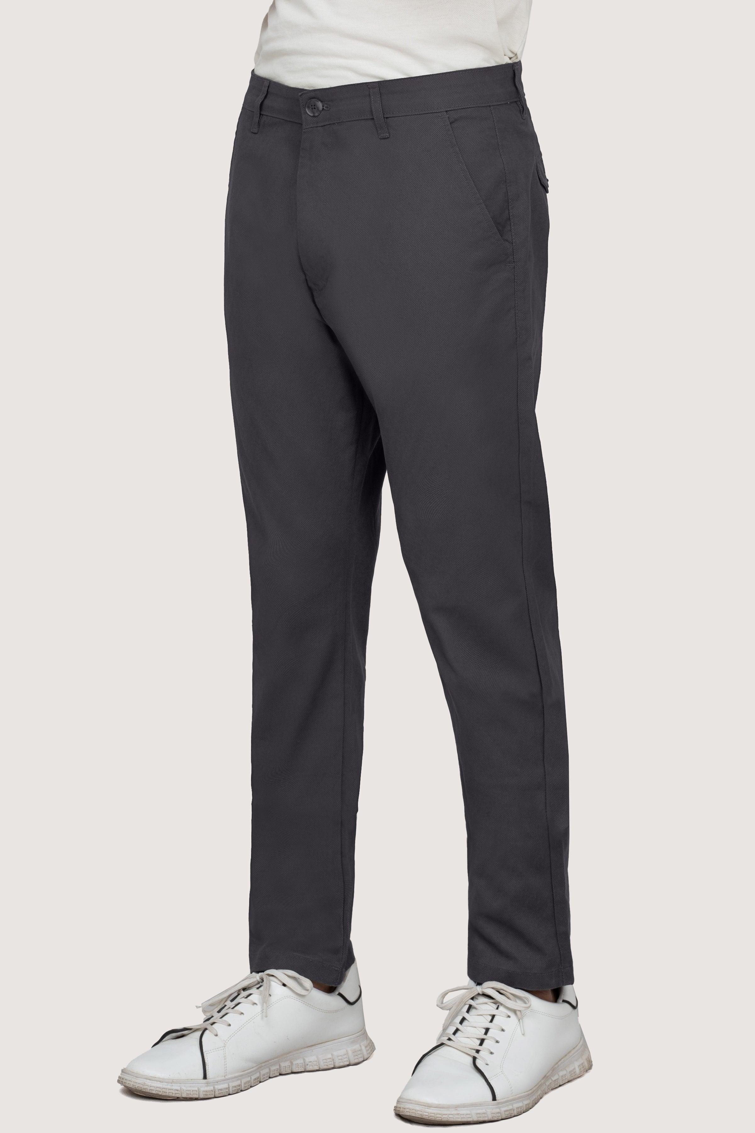 CROSS POCKET PRINTED SLIMFIT PANT DARK GREY at Charcoal Clothing
