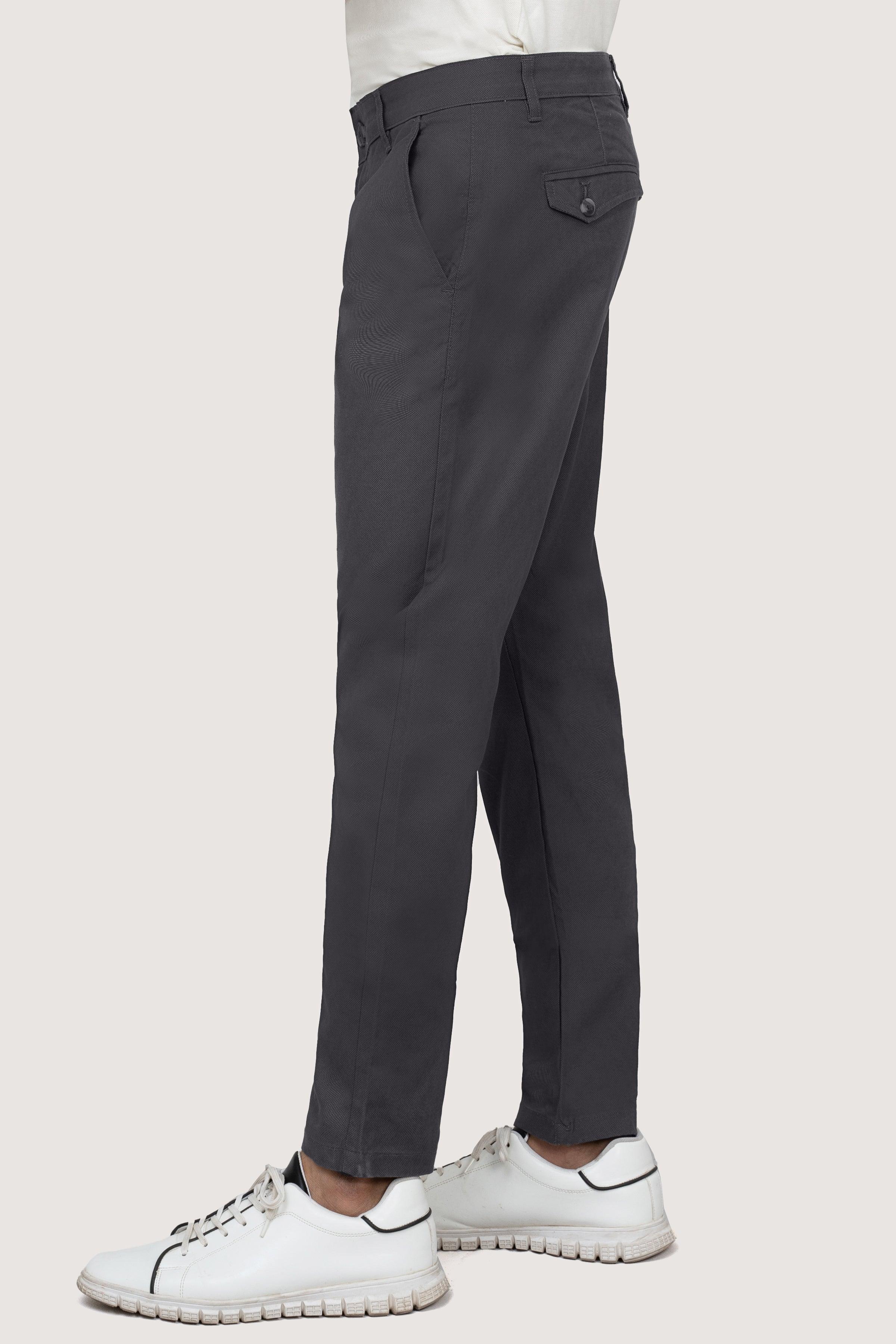CROSS POCKET PRINTED SLIMFIT PANT DARK GREY at Charcoal Clothing