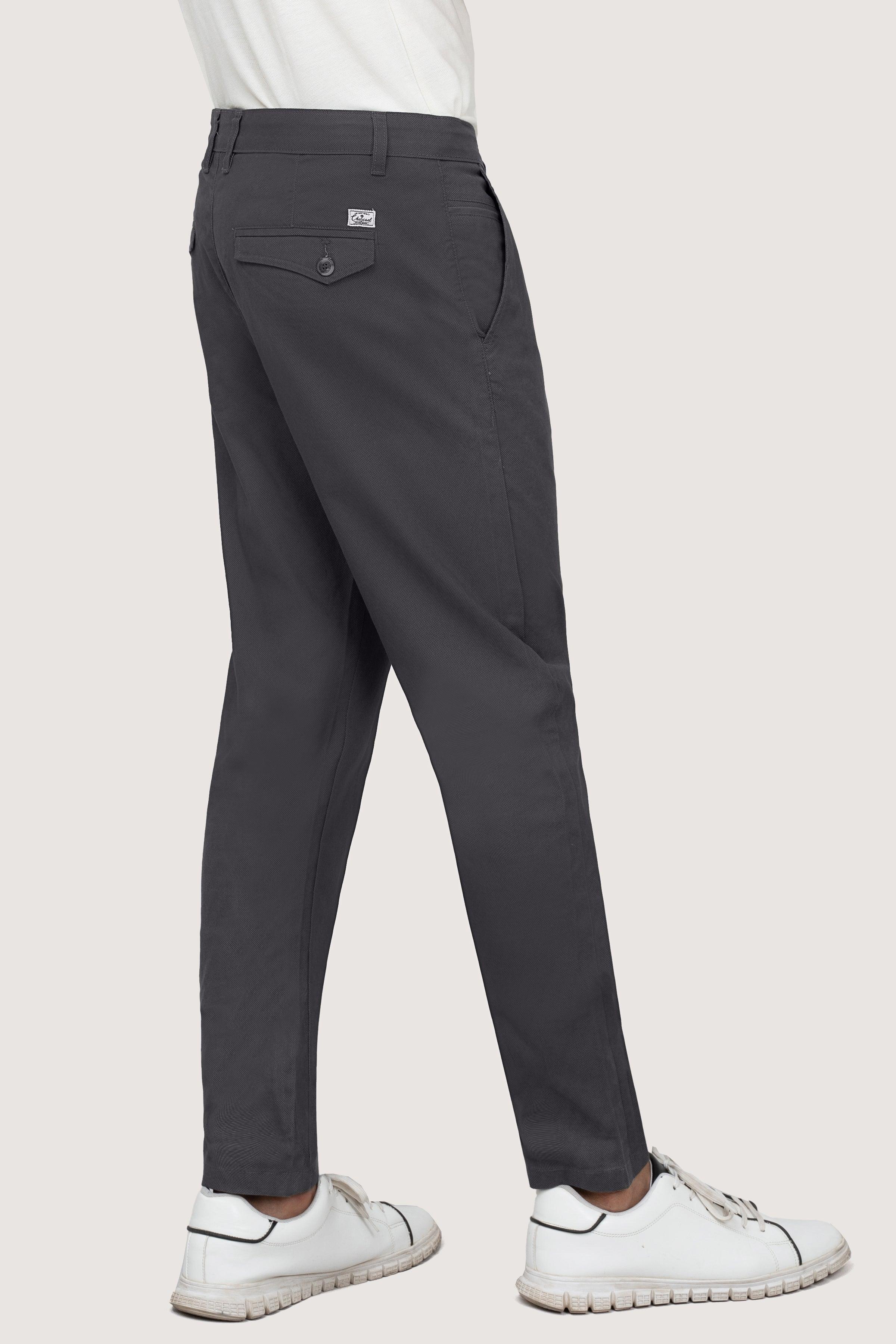 CROSS POCKET PRINTED SLIMFIT PANT DARK GREY at Charcoal Clothing