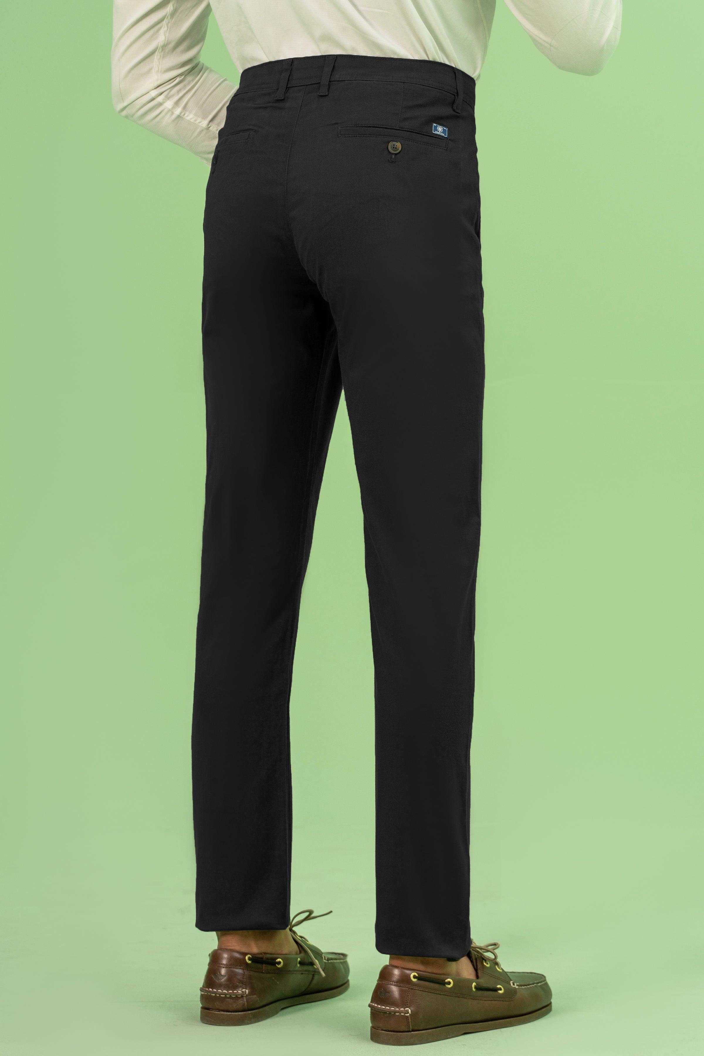 CROSS POCKET SATAIN SLIM FIT PANT BLACK at Charcoal Clothing