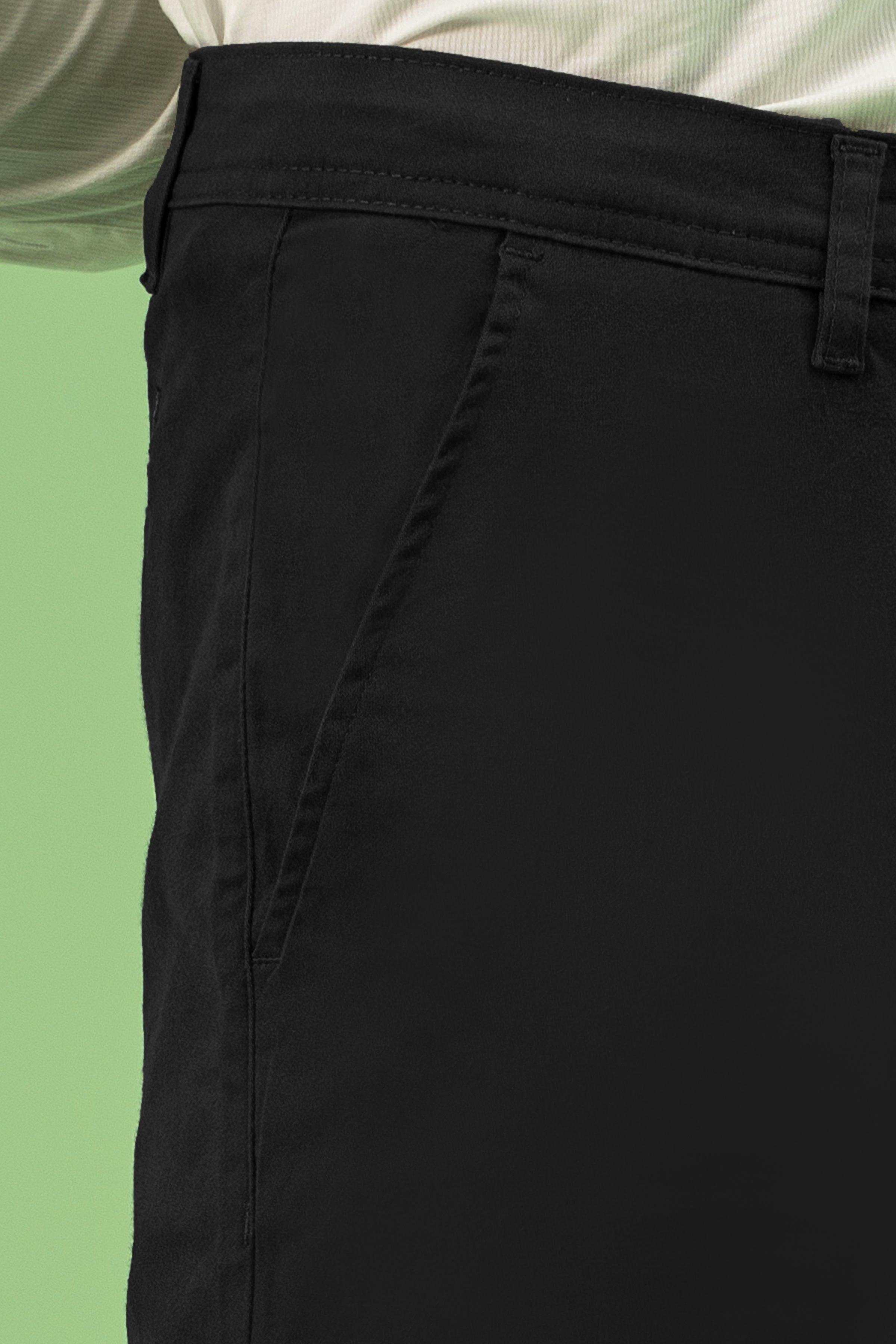 CROSS POCKET SATAIN SLIM FIT PANT BLACK at Charcoal Clothing