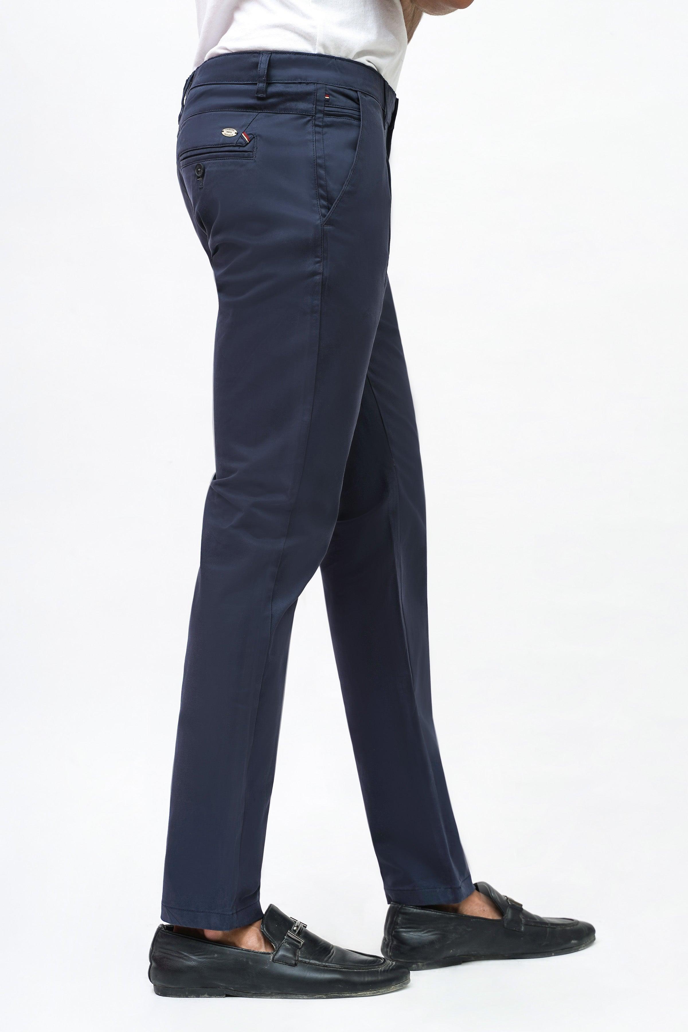 CROSS POCKET SATIN PANT NAVY at Charcoal Clothing