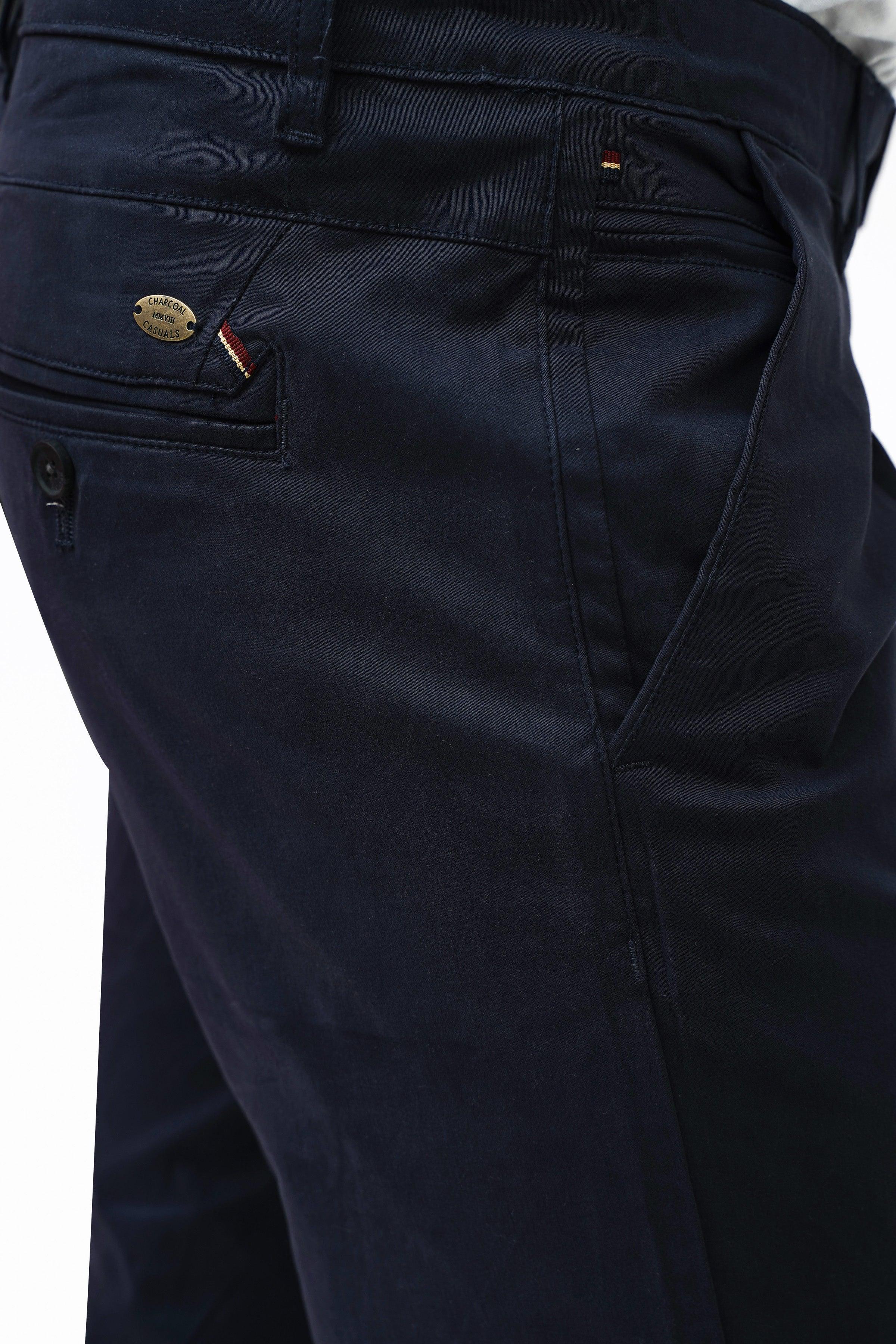 CROSS POCKET SATIN PANT NAVY at Charcoal Clothing