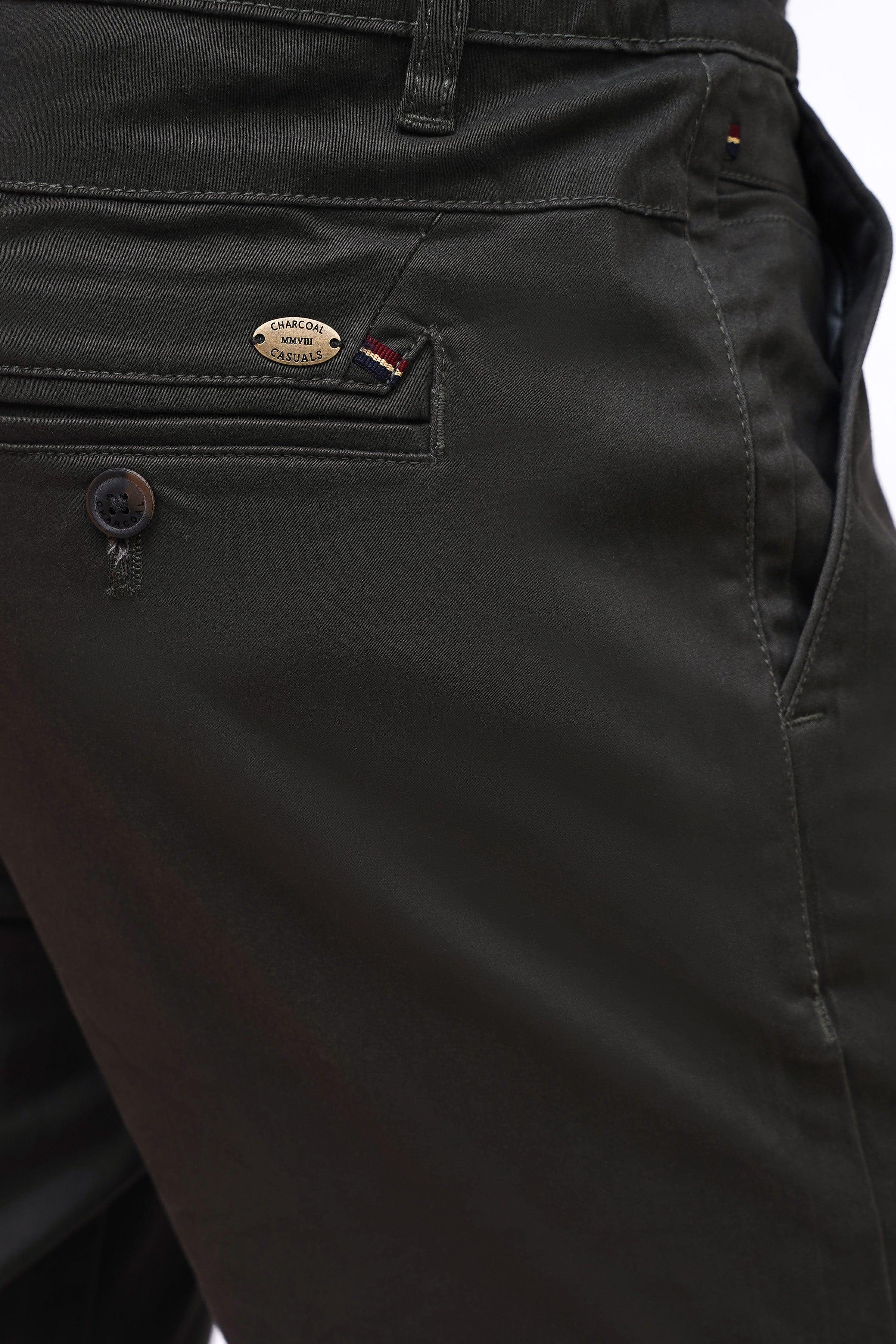 CROSS POCKET SATIN PANT OLIVE at Charcoal Clothing