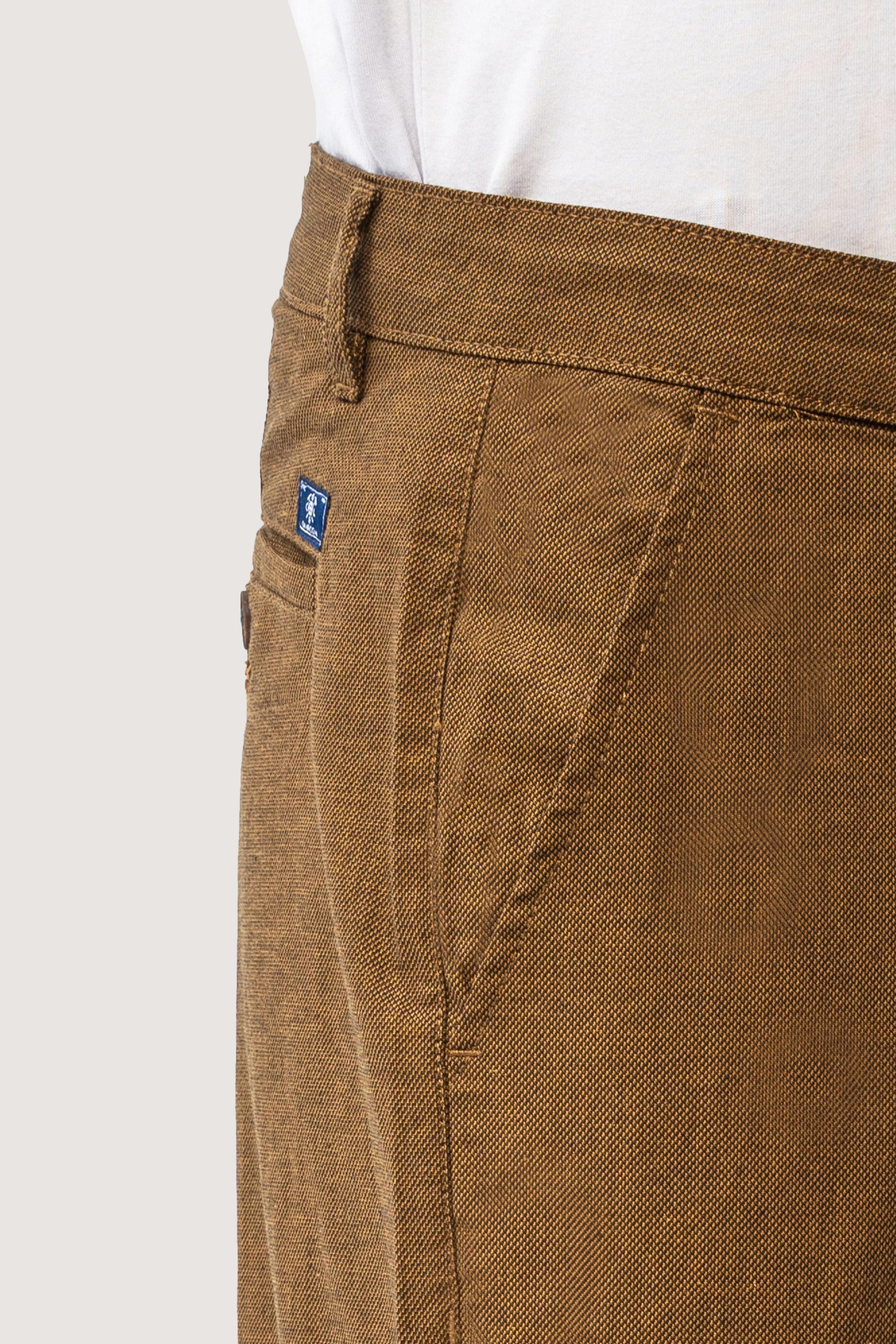 CROSS POCKET SELF TEXTURED PANT BROWN BLACK at Charcoal Clothing