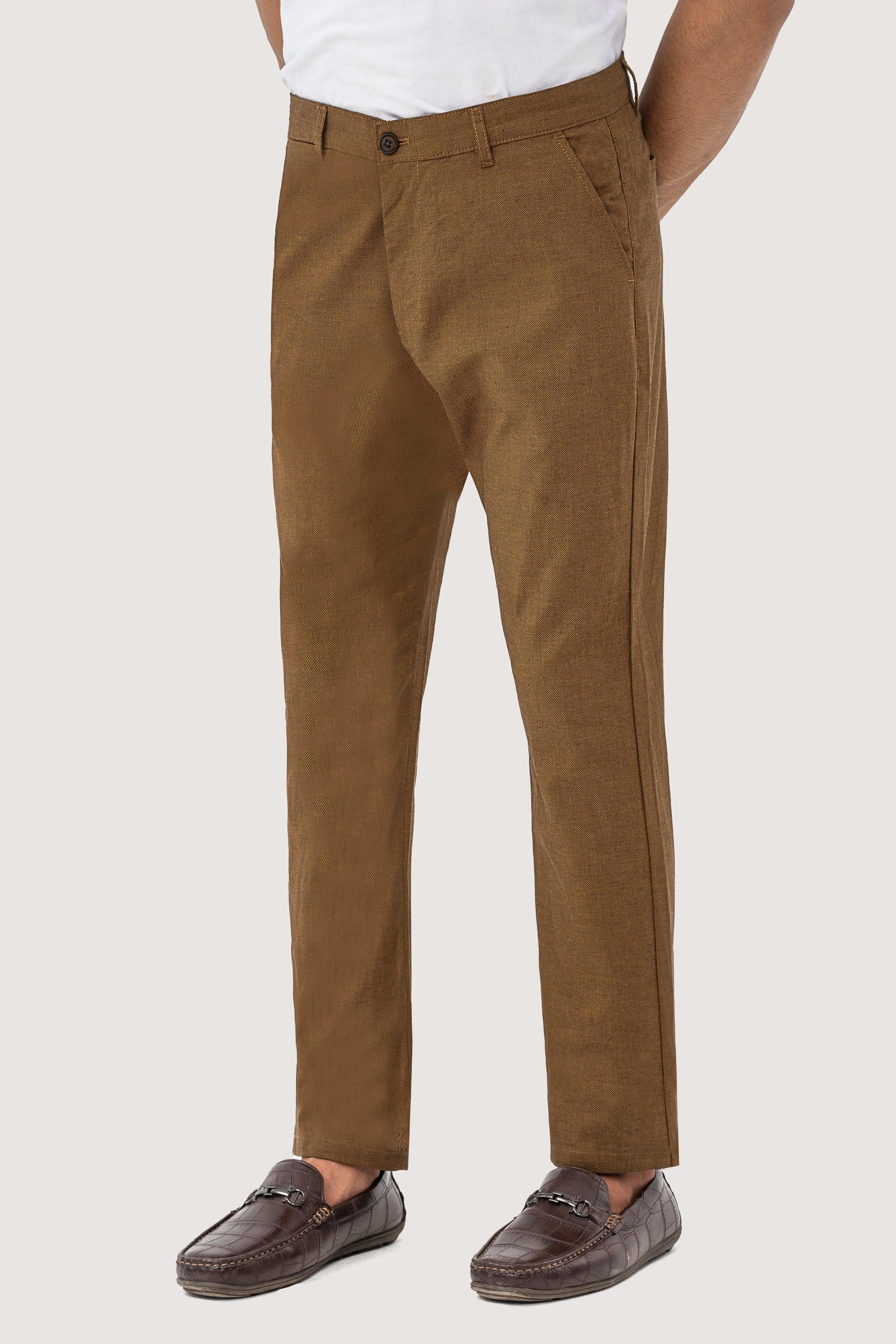 CROSS POCKET SELF TEXTURED PANT BROWN BLACK at Charcoal Clothing