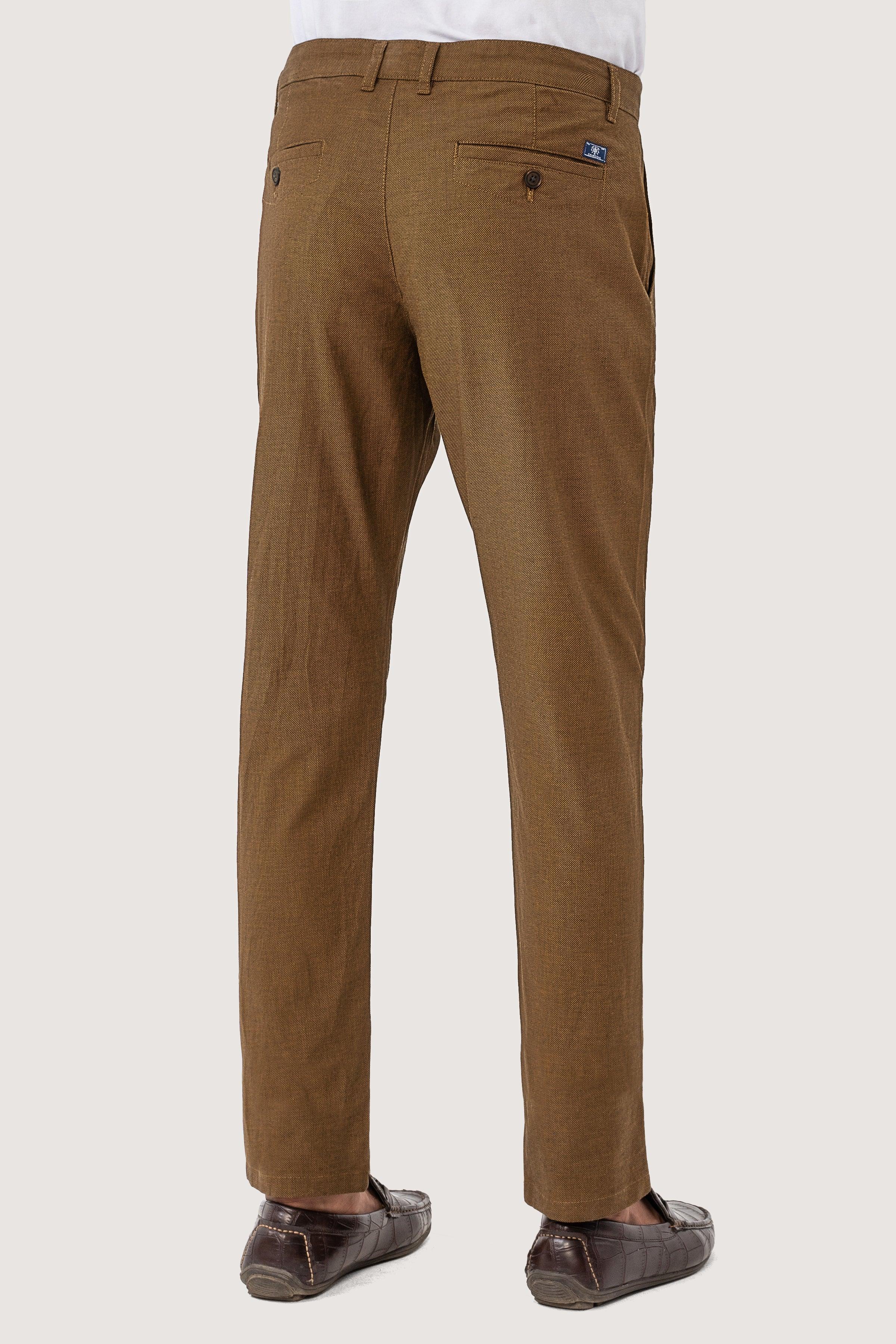 CROSS POCKET SELF TEXTURED PANT BROWN BLACK at Charcoal Clothing