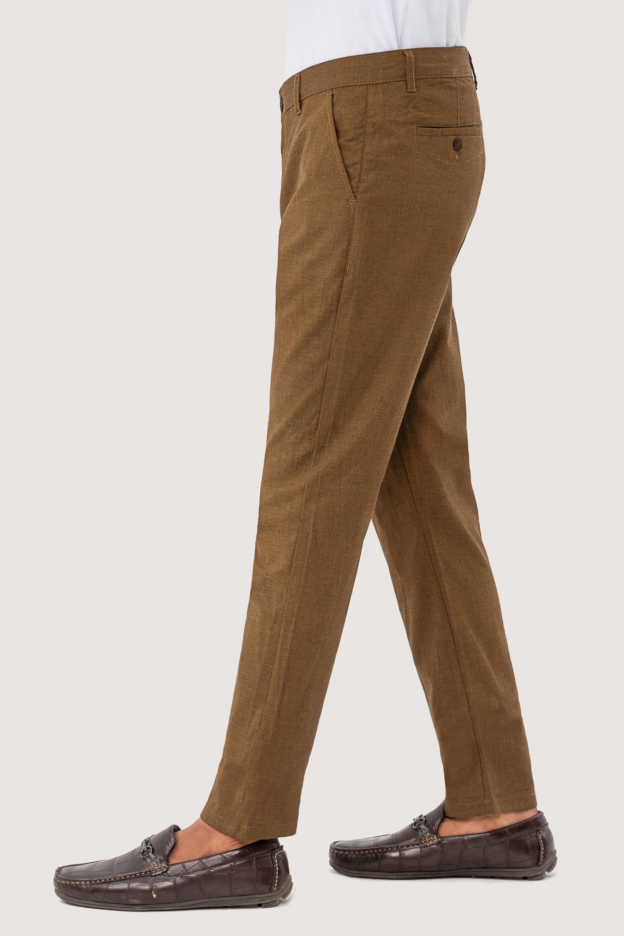 CROSS POCKET SELF TEXTURED PANT BROWN BLACK at Charcoal Clothing