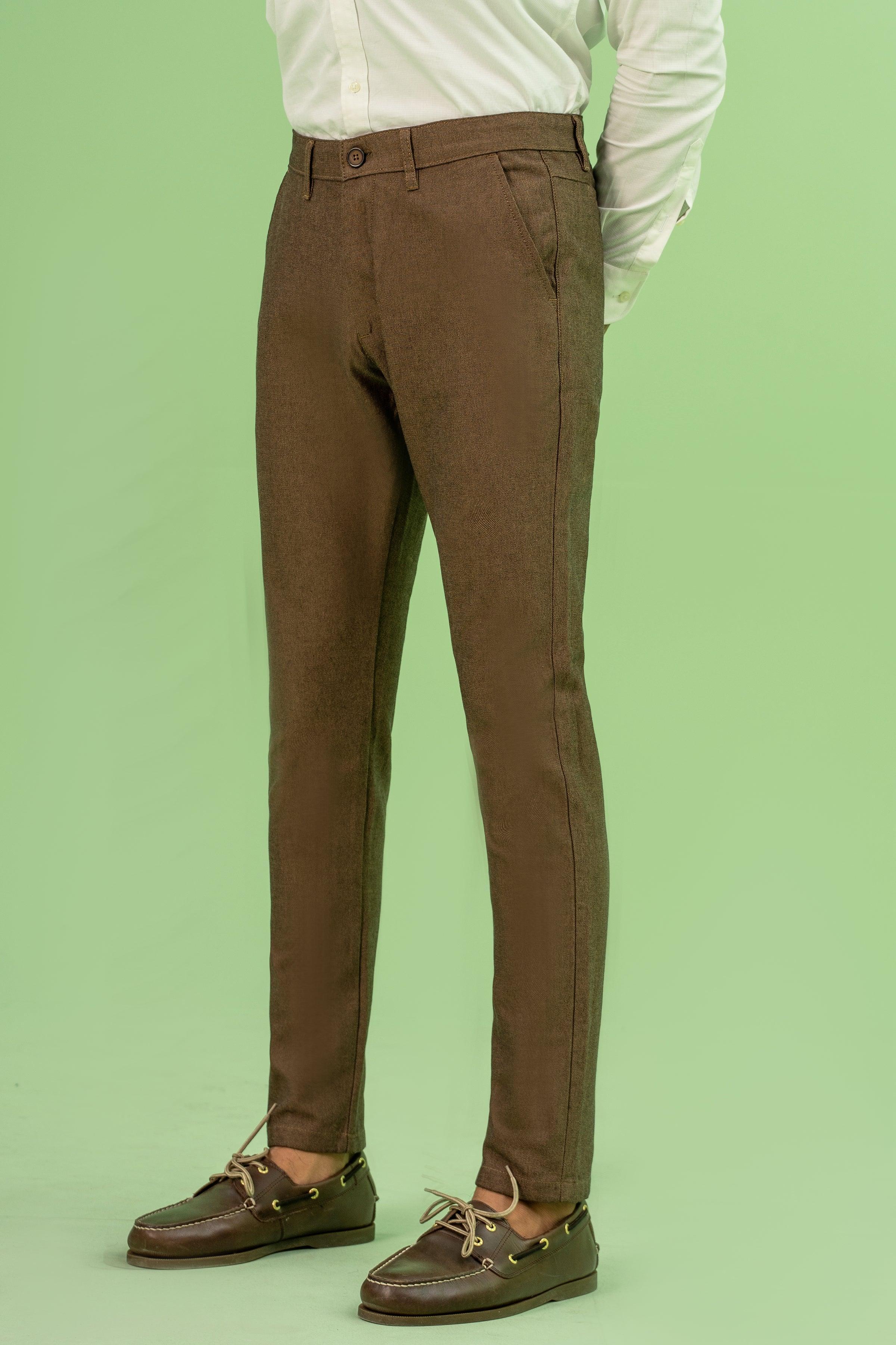 CROSS POCKET SELF TEXTURED PANT BROWN at Charcoal Clothing