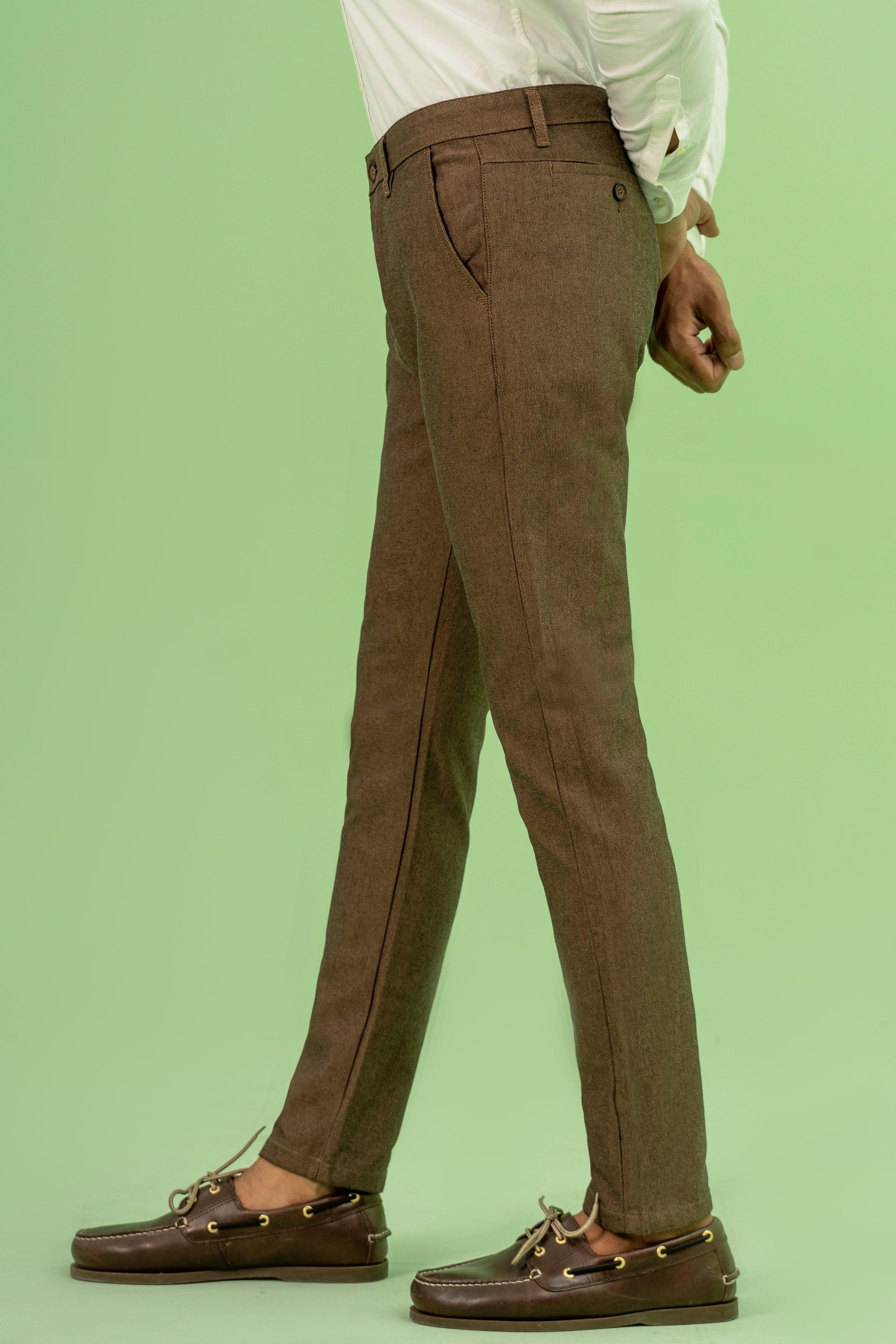 CROSS POCKET SELF TEXTURED PANT BROWN at Charcoal Clothing