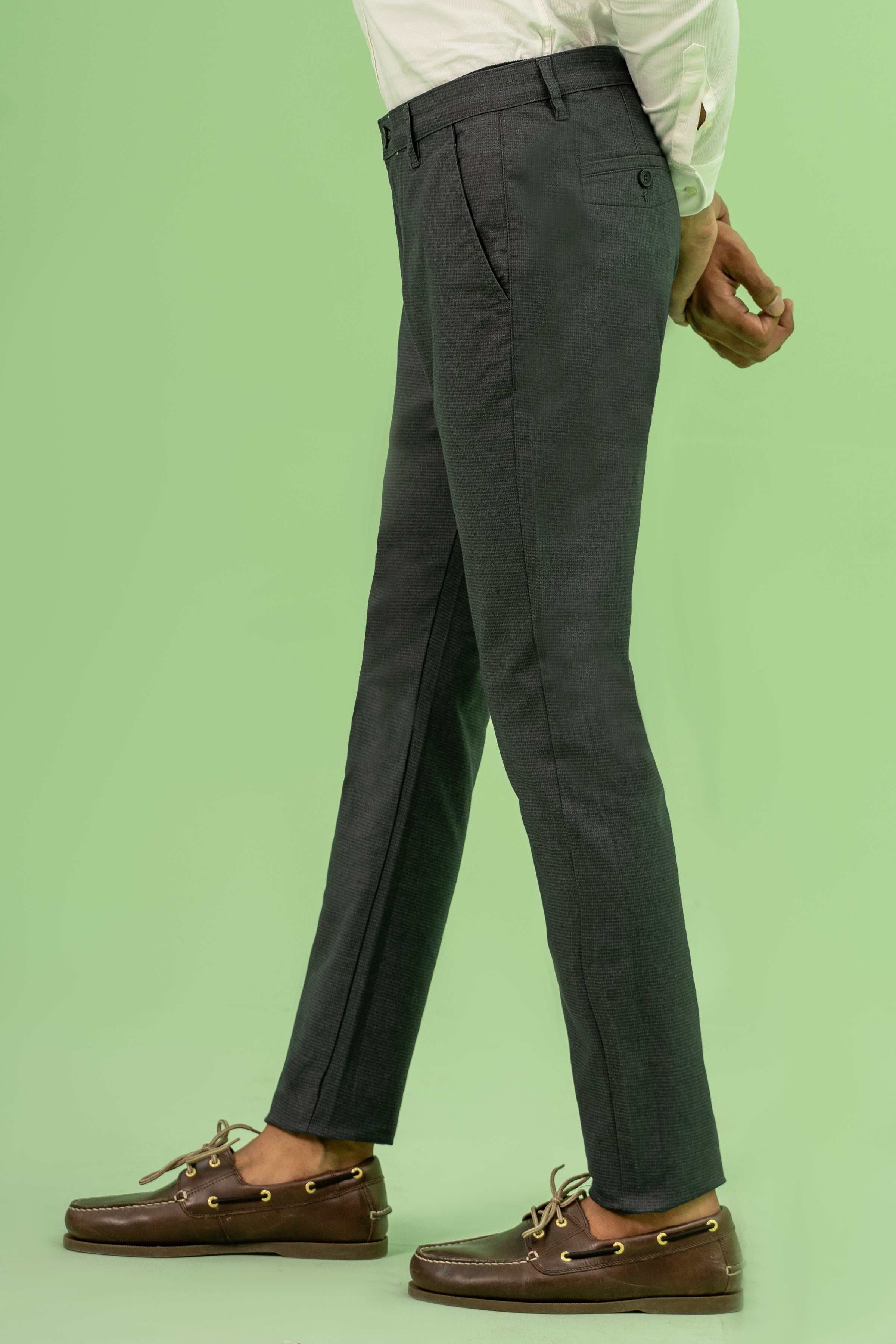 CROSS POCKET SELF TEXTURED PANT CHARCOAL at Charcoal Clothing