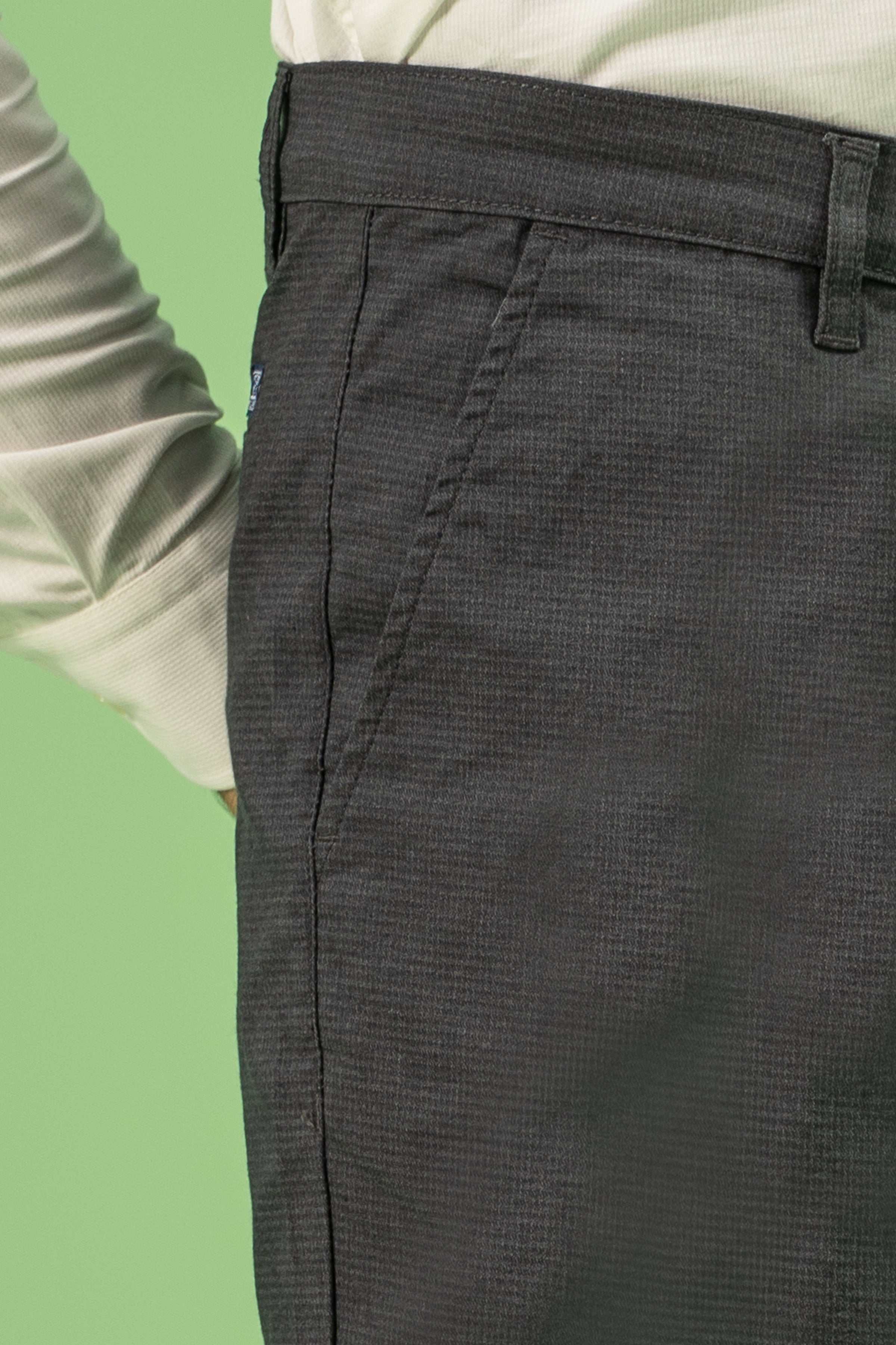CROSS POCKET SELF TEXTURED PANT CHARCOAL at Charcoal Clothing