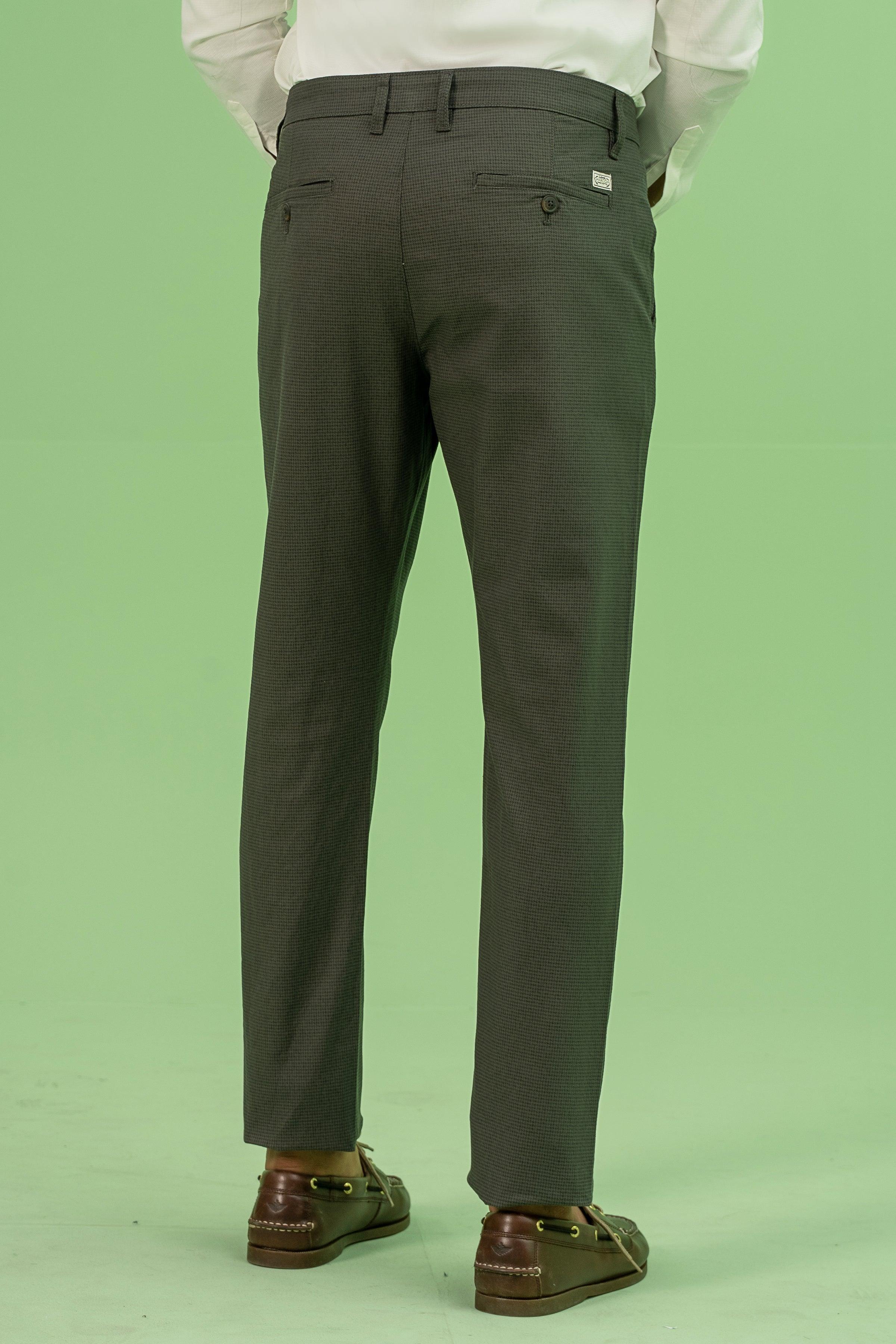 CROSS POCKET SELF TEXTURED PANT DARK OLIVE at Charcoal Clothing
