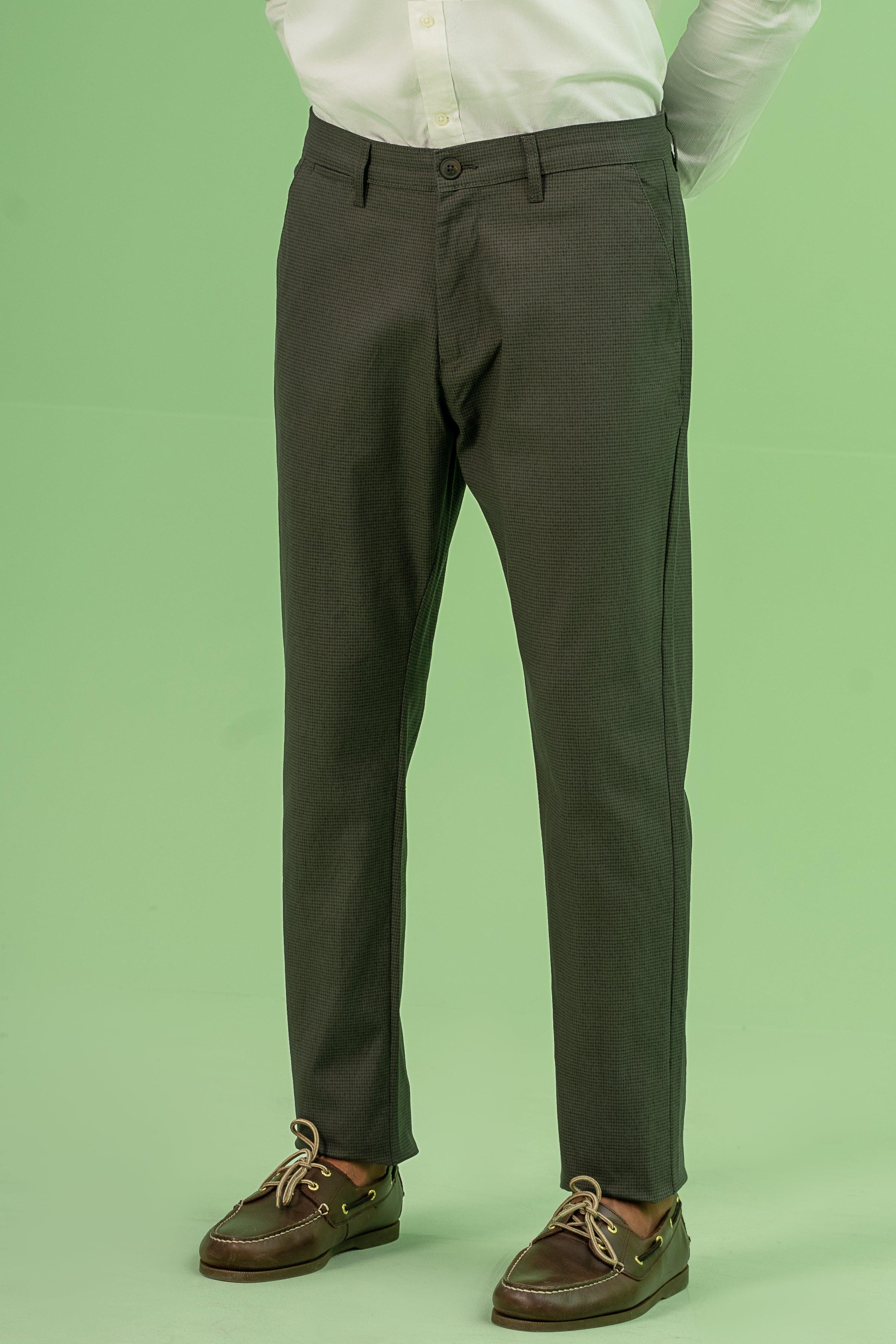 CROSS POCKET SELF TEXTURED PANT DARK OLIVE at Charcoal Clothing