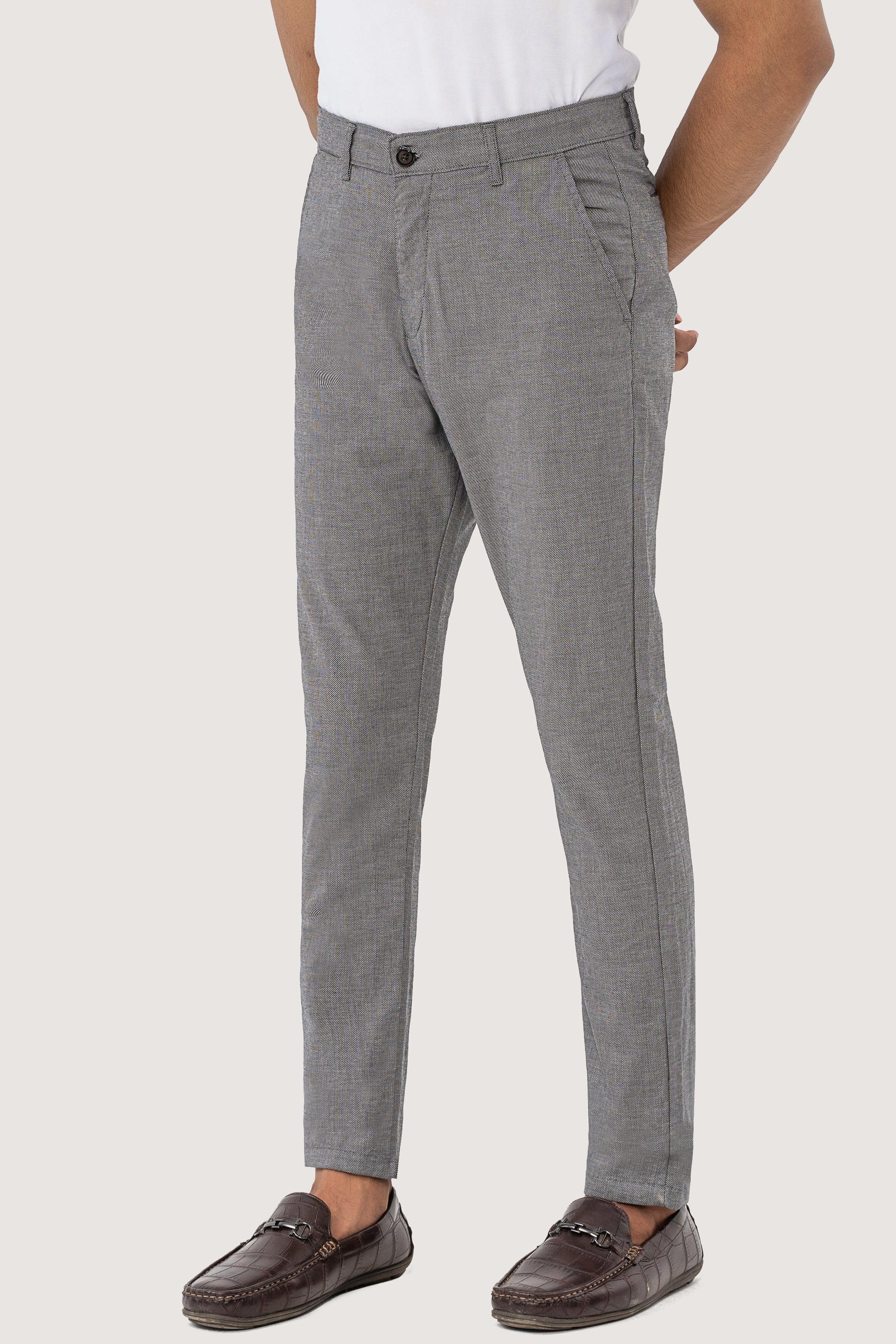 CROSS POCKET SELF TEXTURED PANT GREY BLACK at Charcoal Clothing
