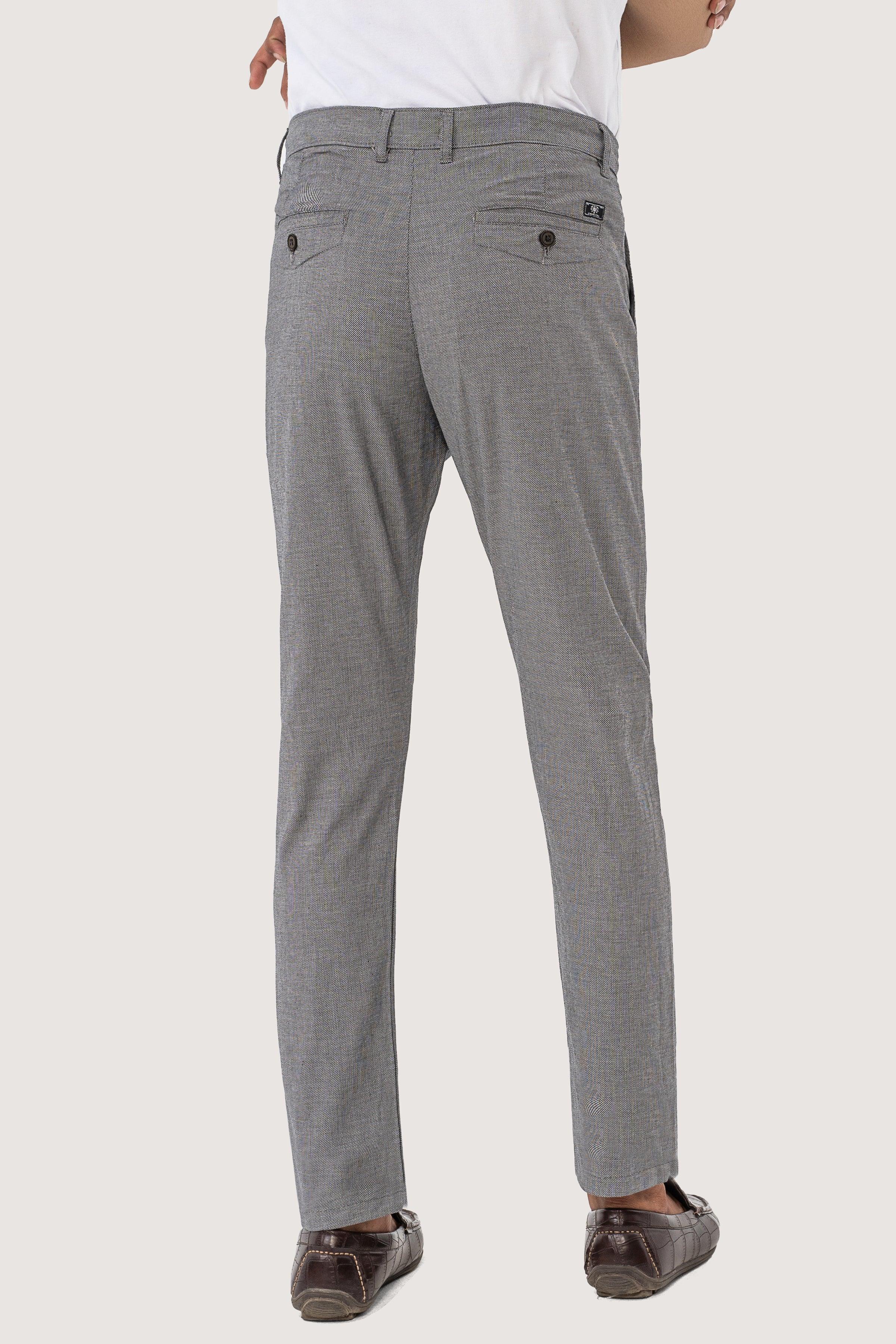 CROSS POCKET SELF TEXTURED PANT GREY BLACK at Charcoal Clothing