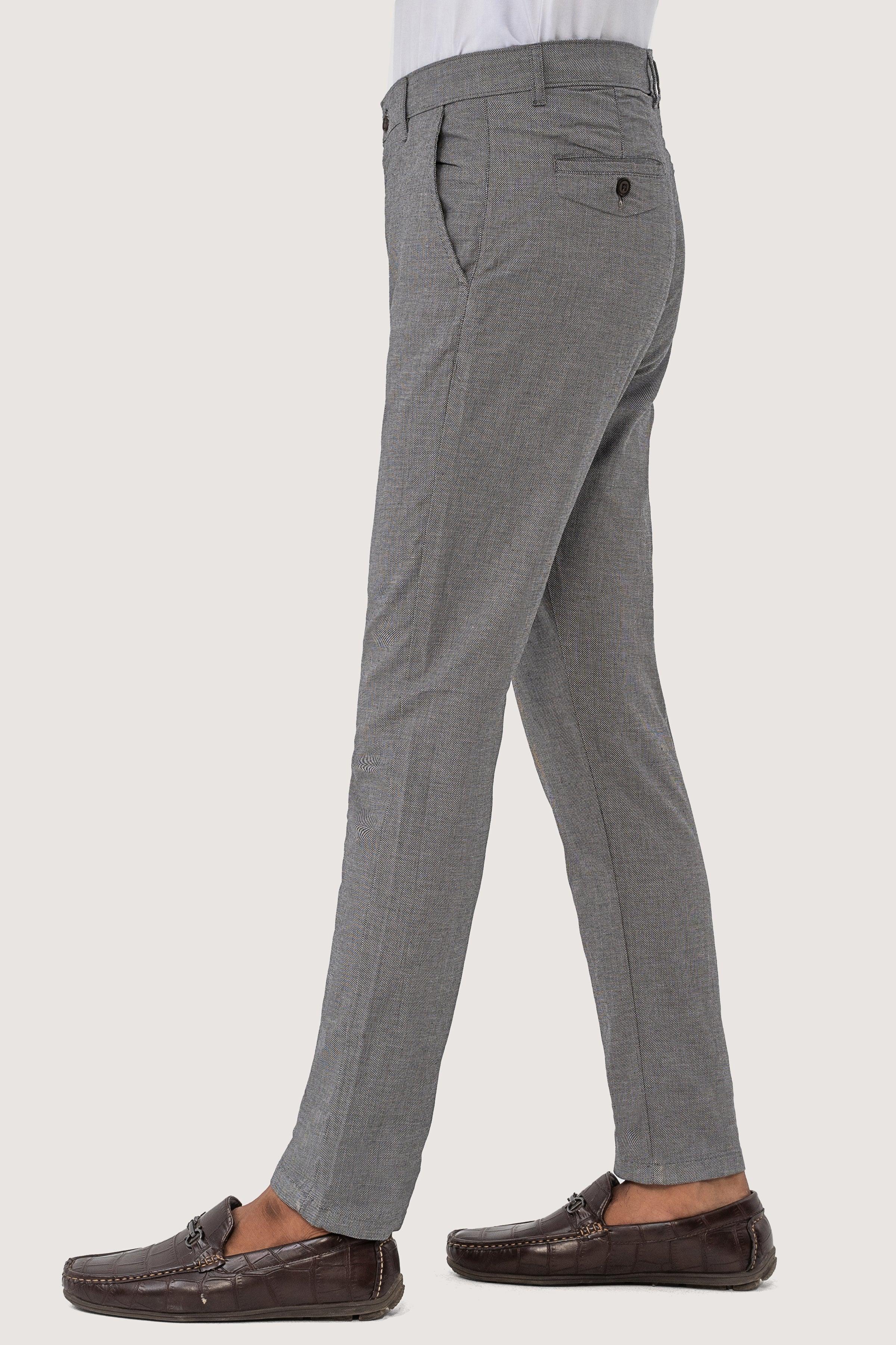 CROSS POCKET SELF TEXTURED PANT GREY BLACK at Charcoal Clothing