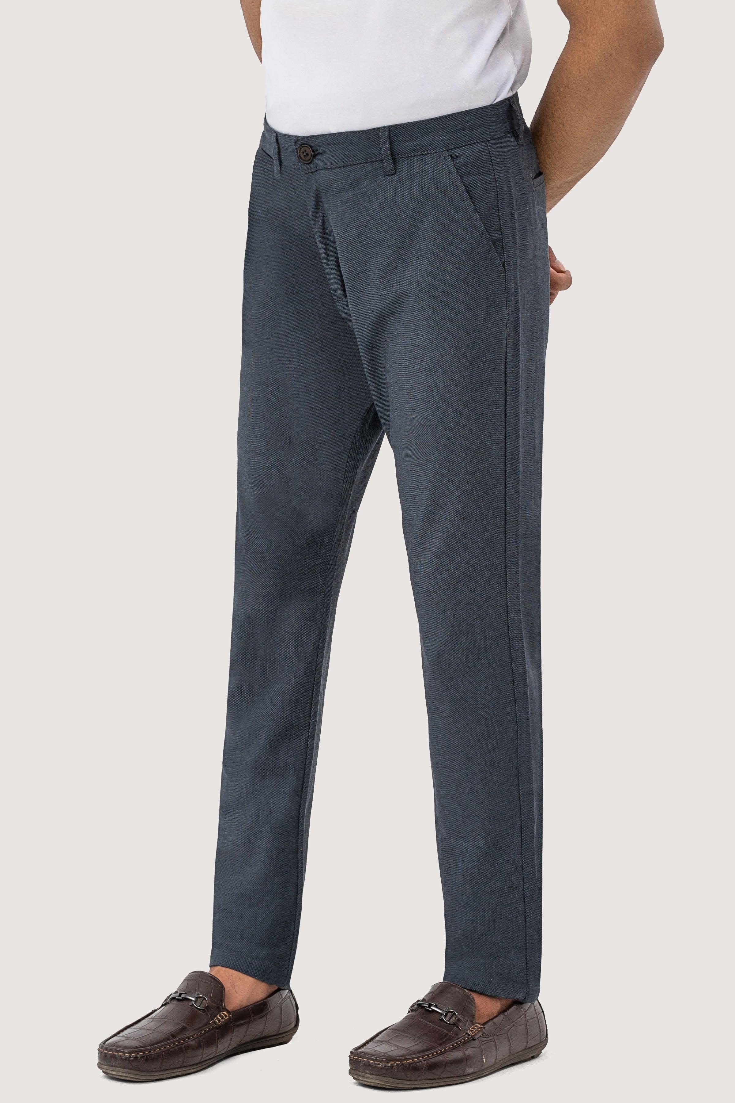 CROSS POCKET SELF TEXTURED PANT NAVY BLACK at Charcoal Clothing
