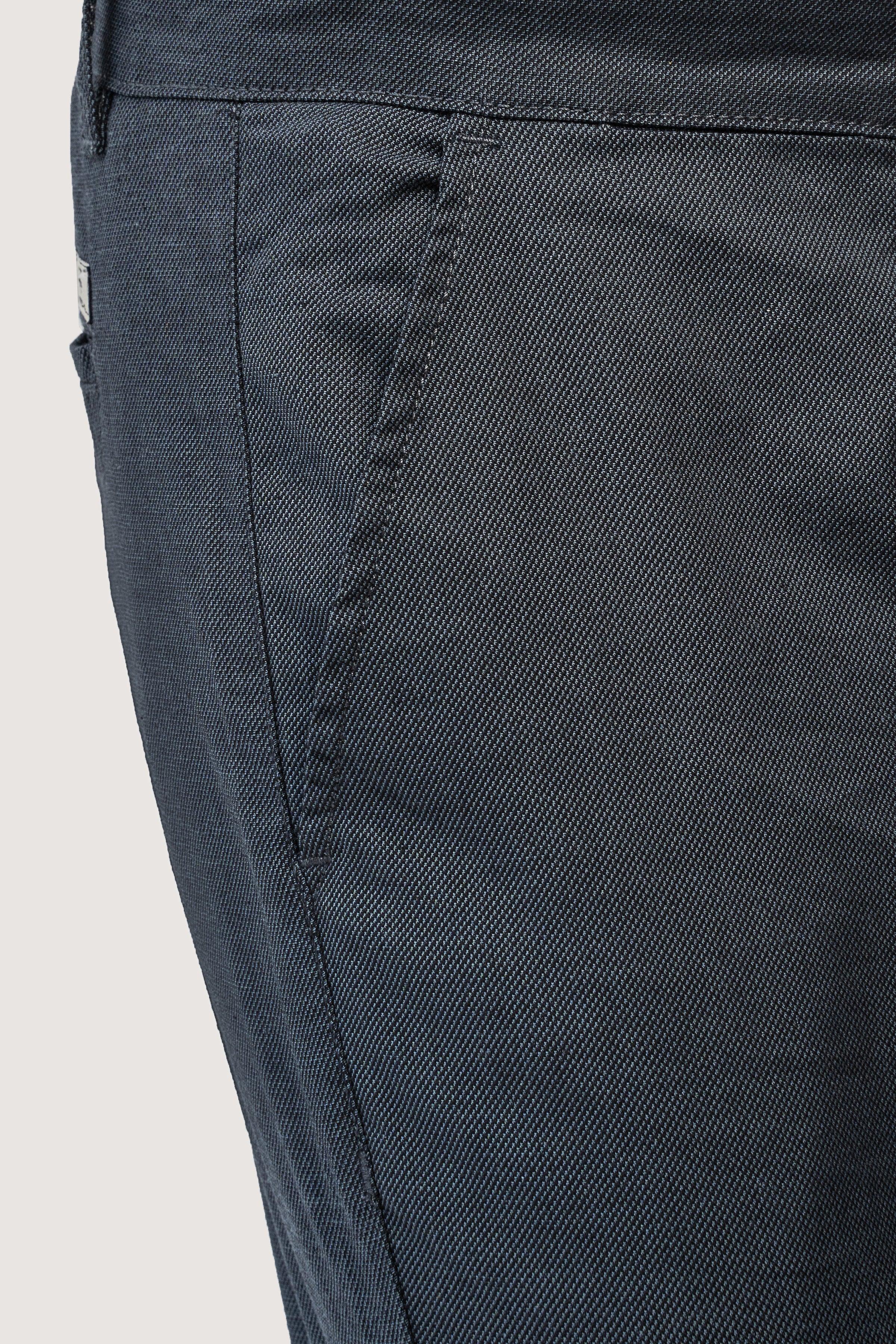 CROSS POCKET SELF TEXTURED PANT NAVY BLACK at Charcoal Clothing
