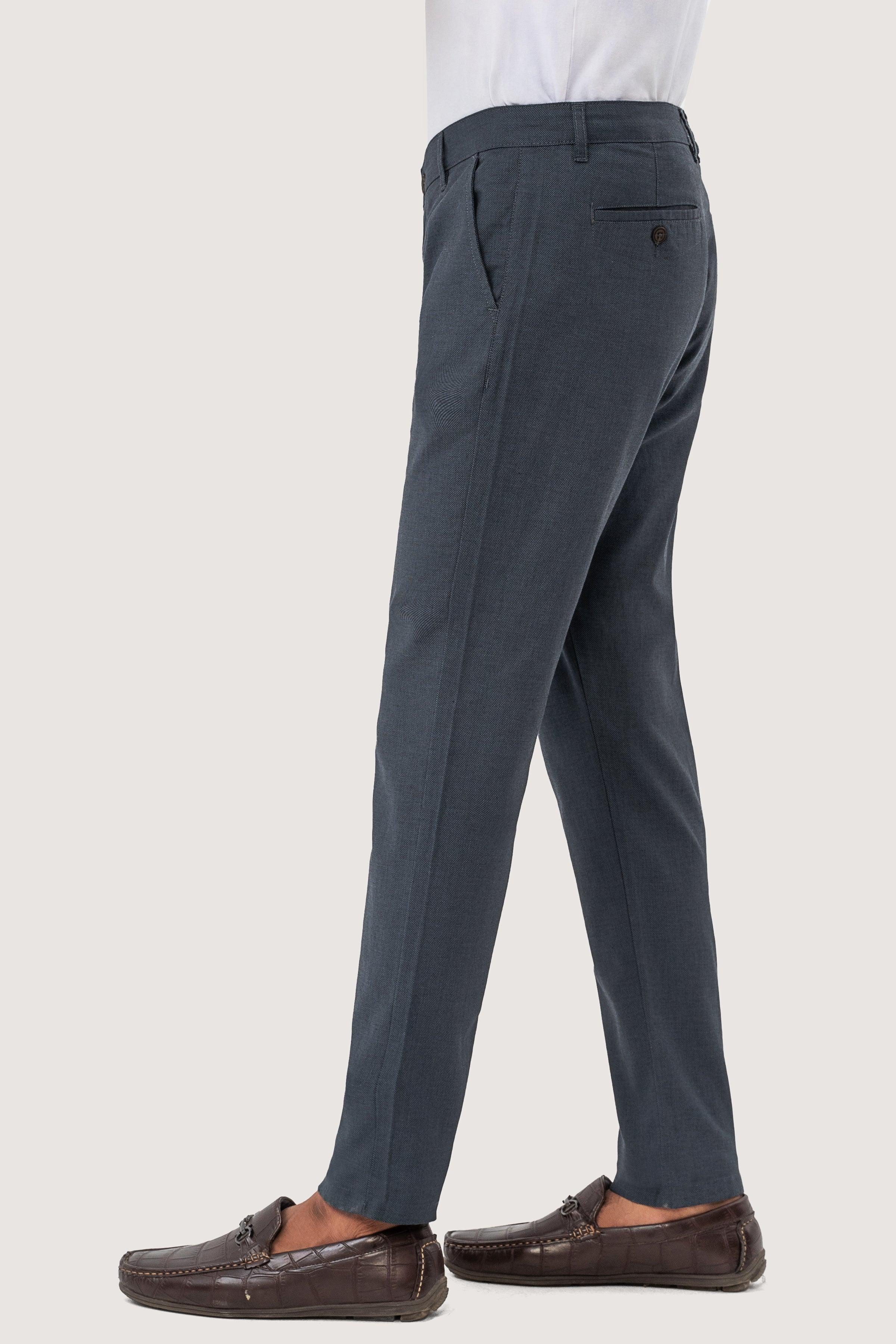 CROSS POCKET SELF TEXTURED PANT NAVY BLACK at Charcoal Clothing
