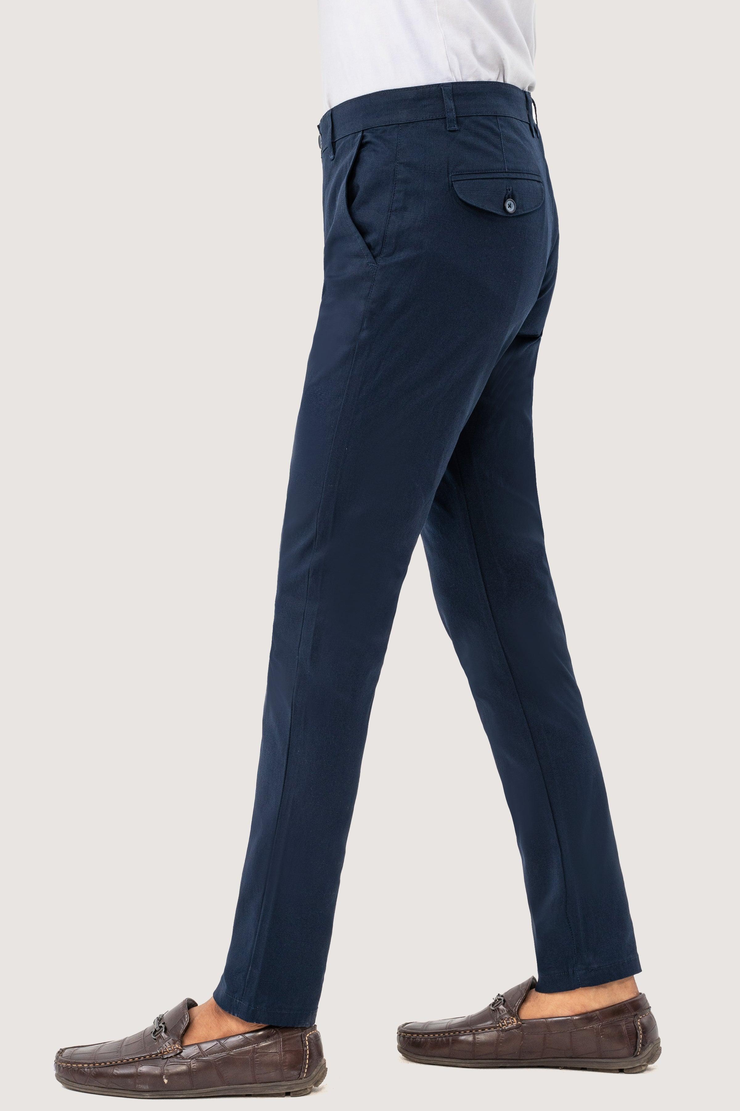 CROSS POCKET SELF TEXTURED PANT NAVY at Charcoal Clothing