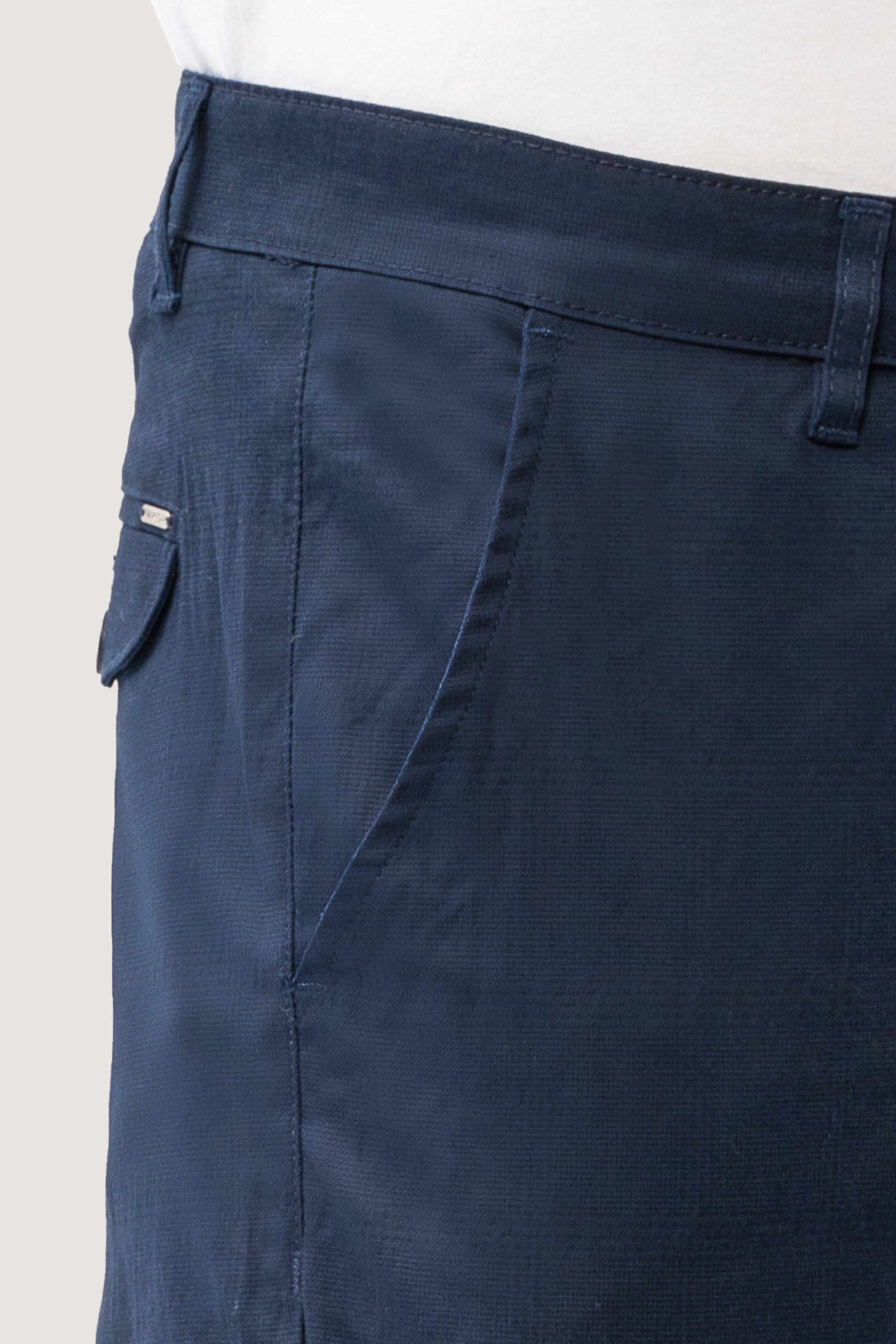 CROSS POCKET SELF TEXTURED PANT NAVY at Charcoal Clothing