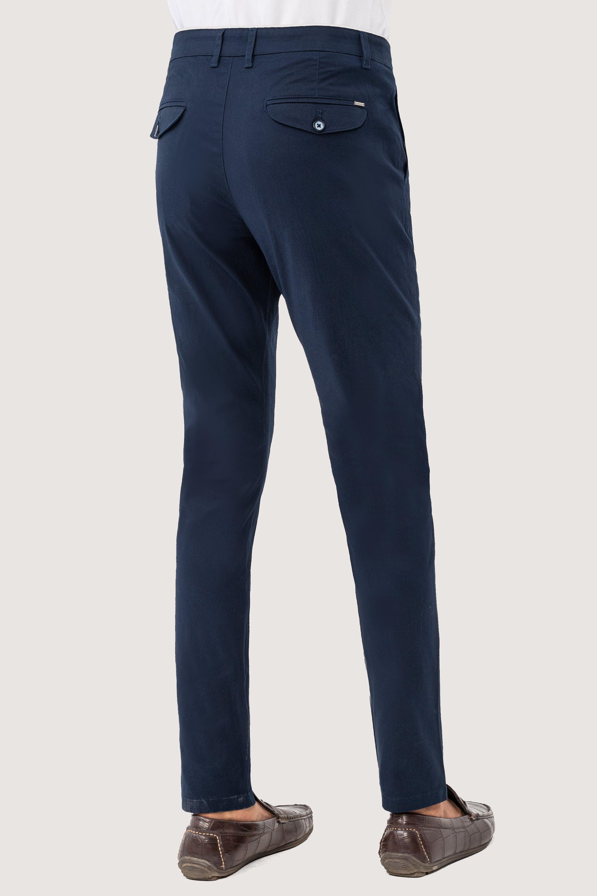 CROSS POCKET SELF TEXTURED PANT NAVY at Charcoal Clothing