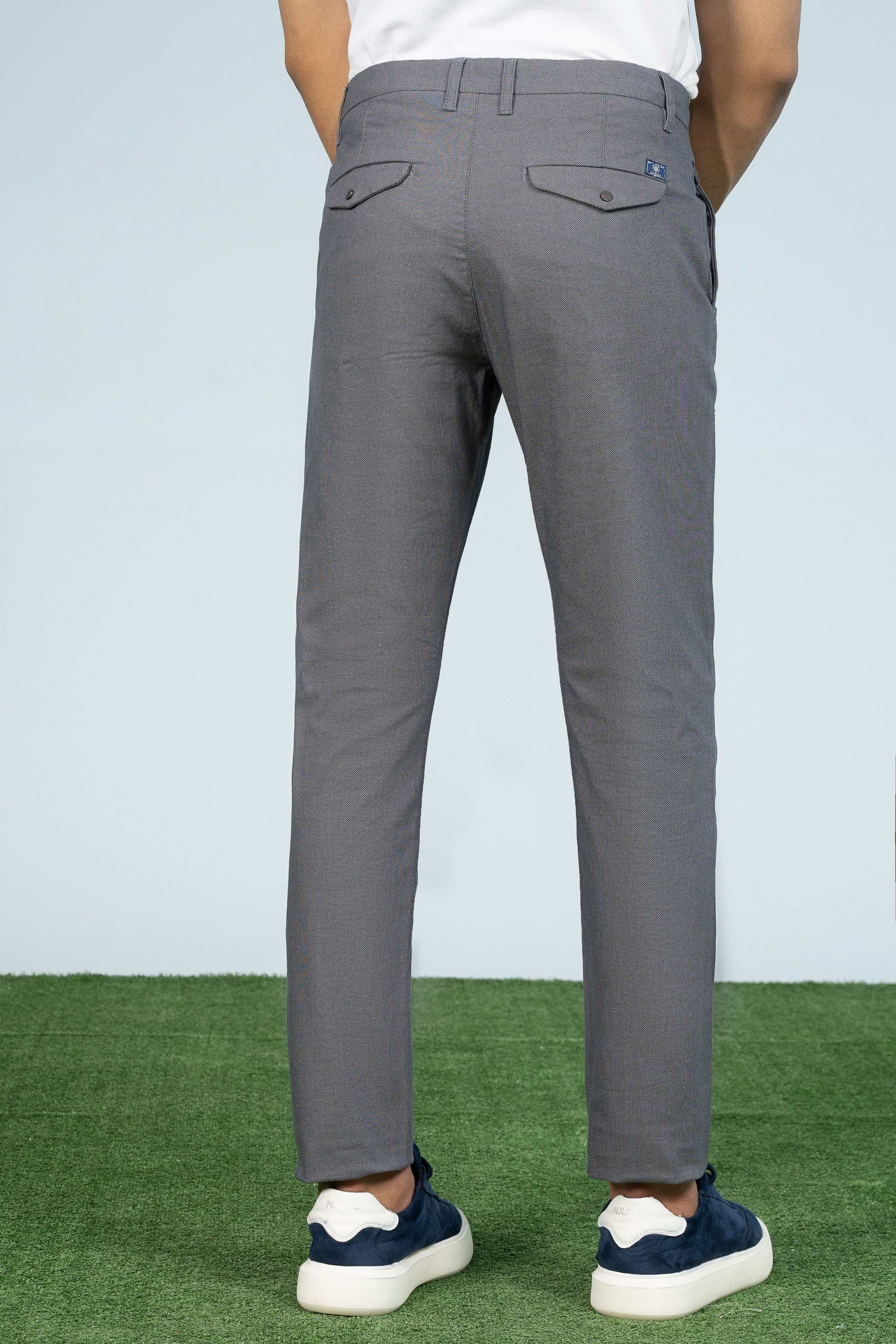 CROSS POCKET TEXTURED PANT GREY at Charcoal Clothing