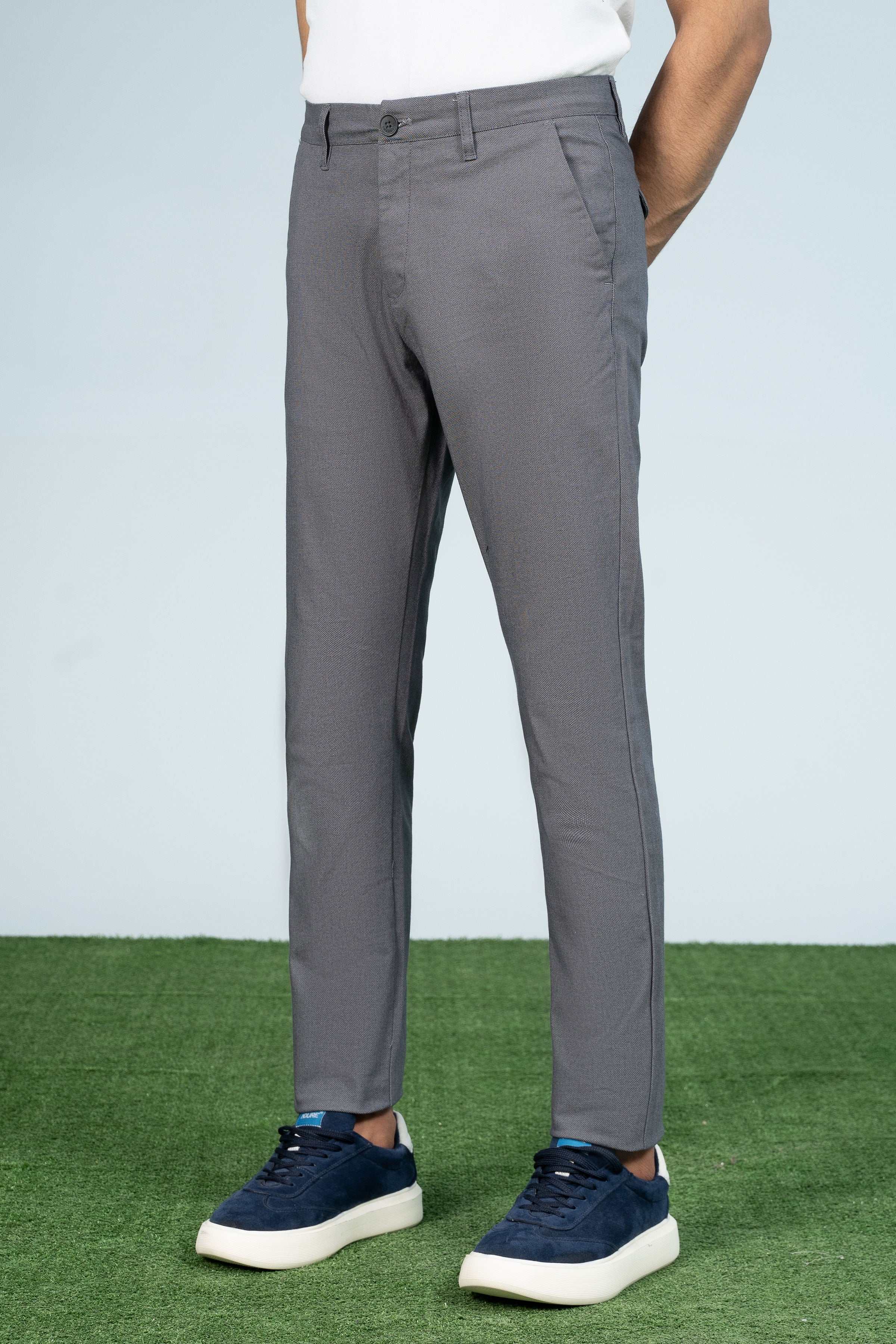 CROSS POCKET TEXTURED PANT GREY at Charcoal Clothing