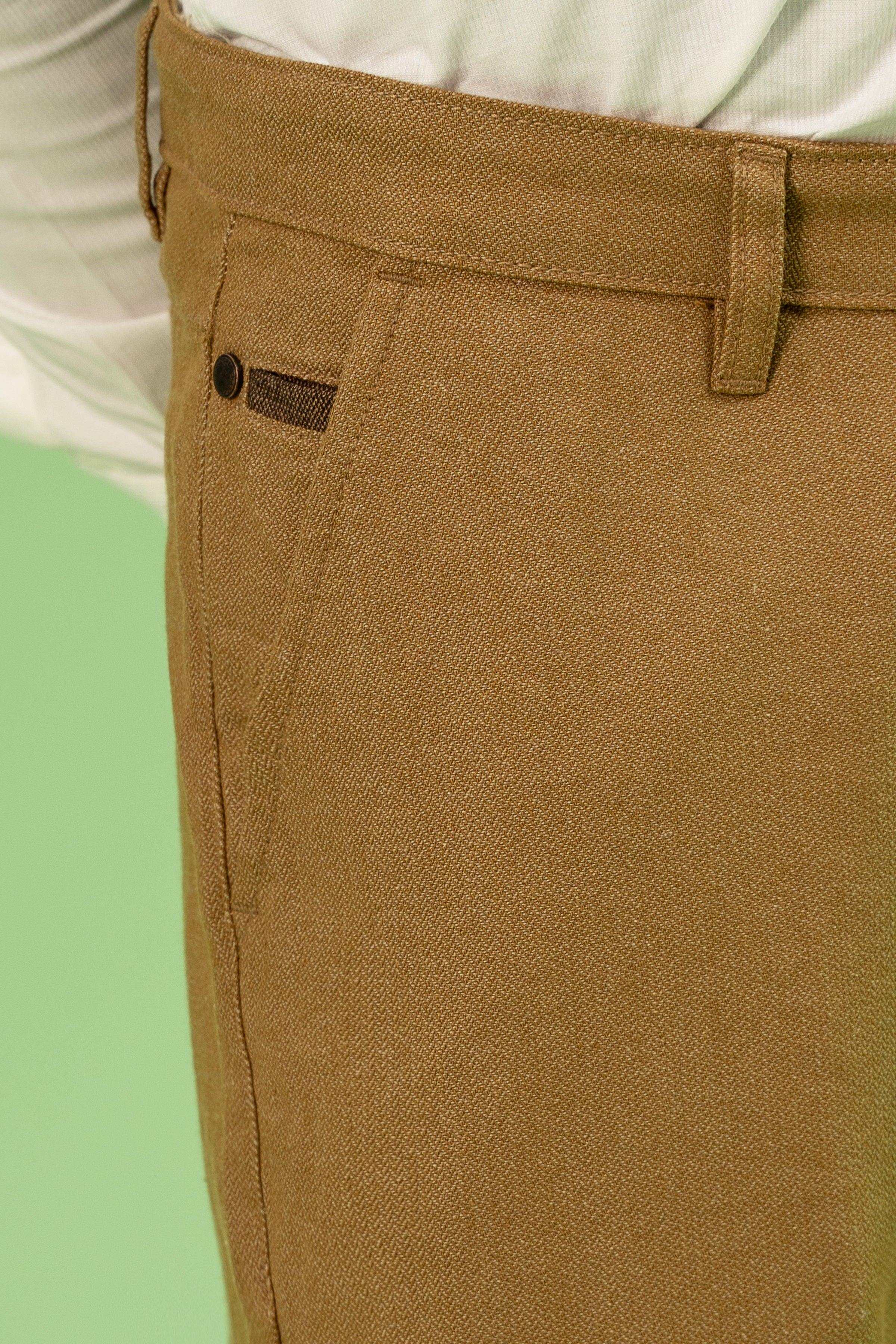 CROSS POCKET TEXTURED PANT KHAKI at Charcoal Clothing