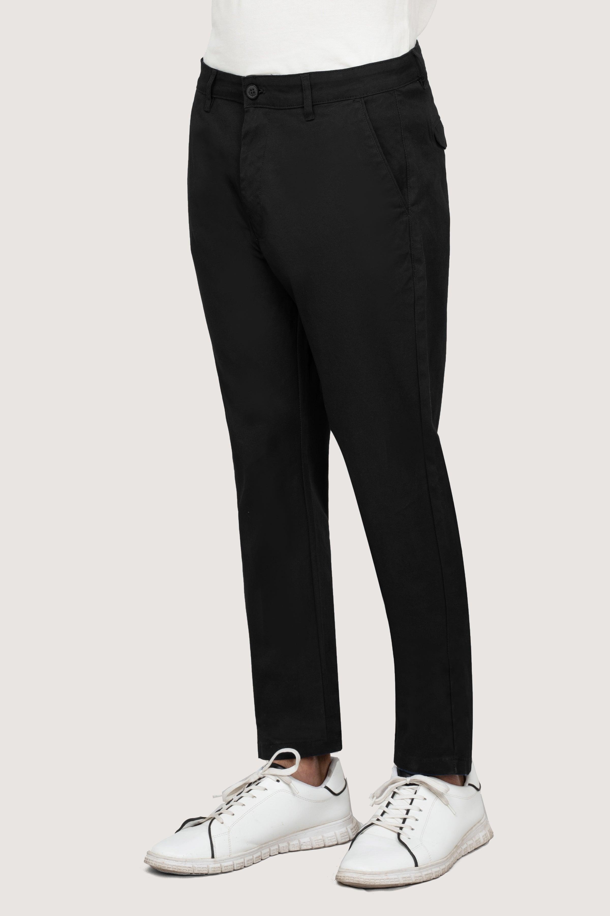 CROSS POCKET TWILL SLIMFIT BLACK PANT at Charcoal Clothing