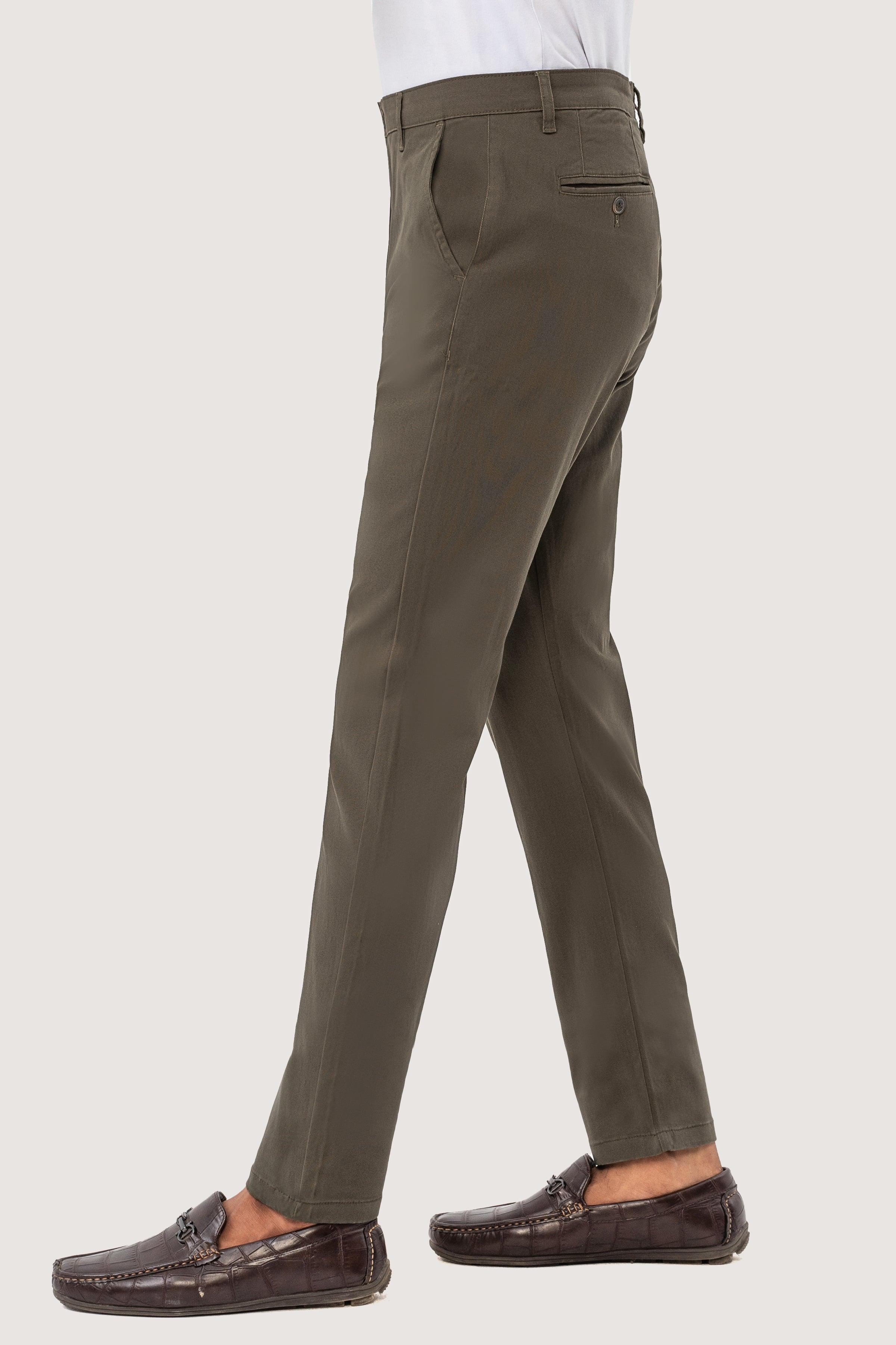 CROSS POCKET TWILL SLIMFIT PANT DARK OLIVE at Charcoal Clothing