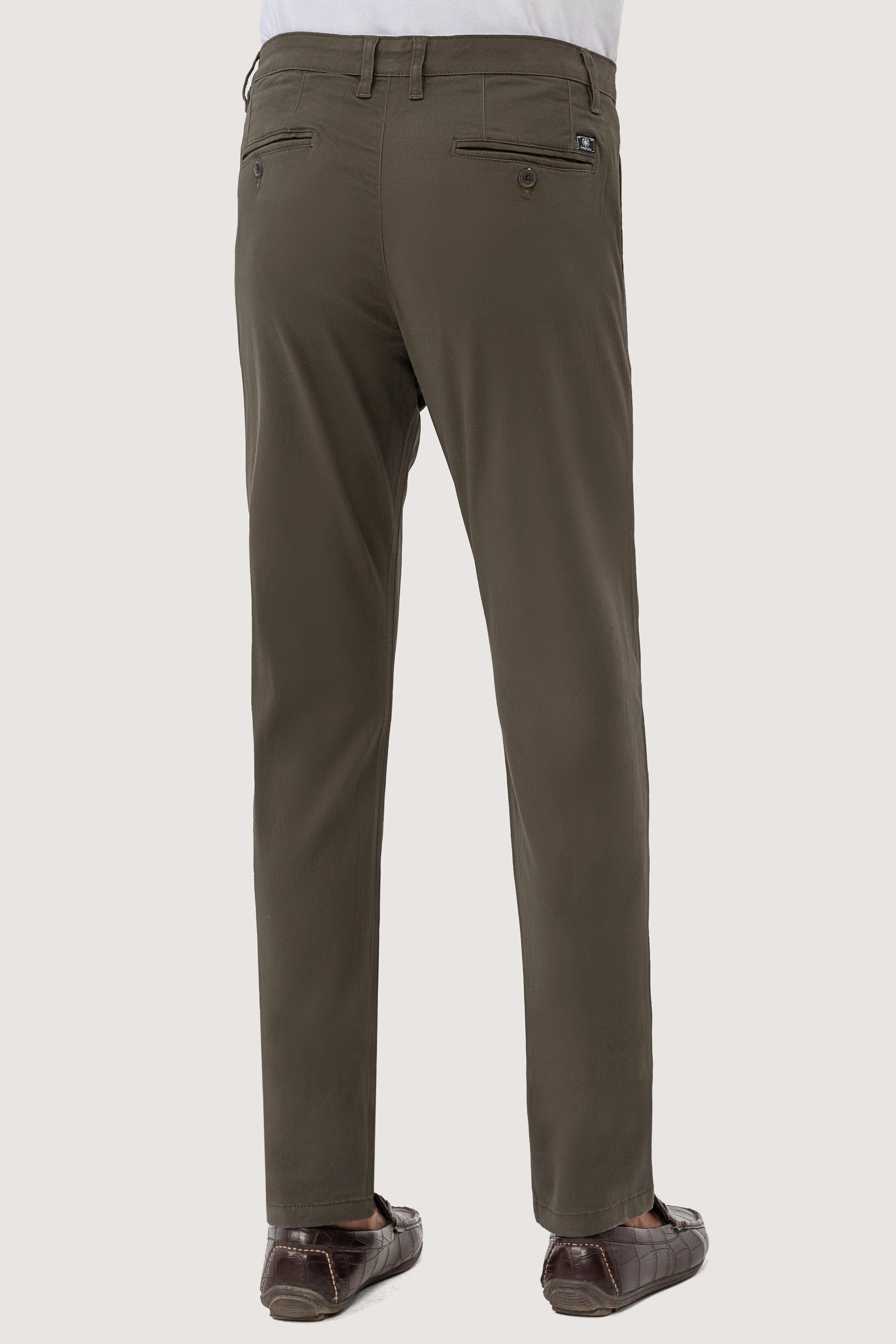 CROSS POCKET TWILL SLIMFIT PANT DARK OLIVE at Charcoal Clothing