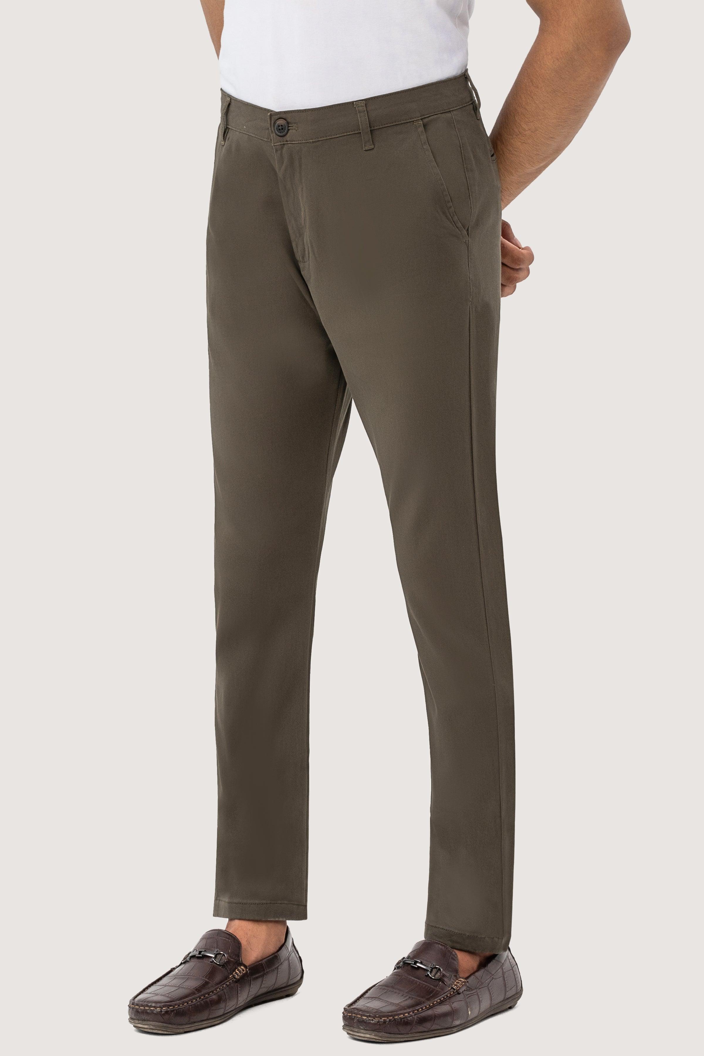 CROSS POCKET TWILL SLIMFIT PANT DARK OLIVE at Charcoal Clothing