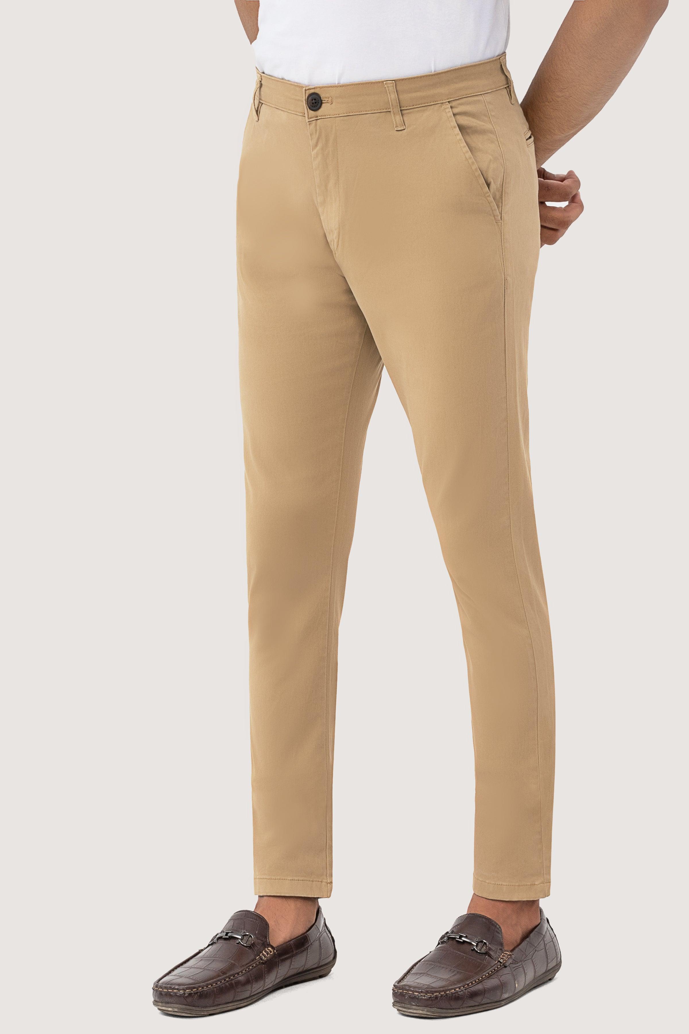 CROSS POCKET TWILL SLIMFIT PANT KHAKI at Charcoal Clothing
