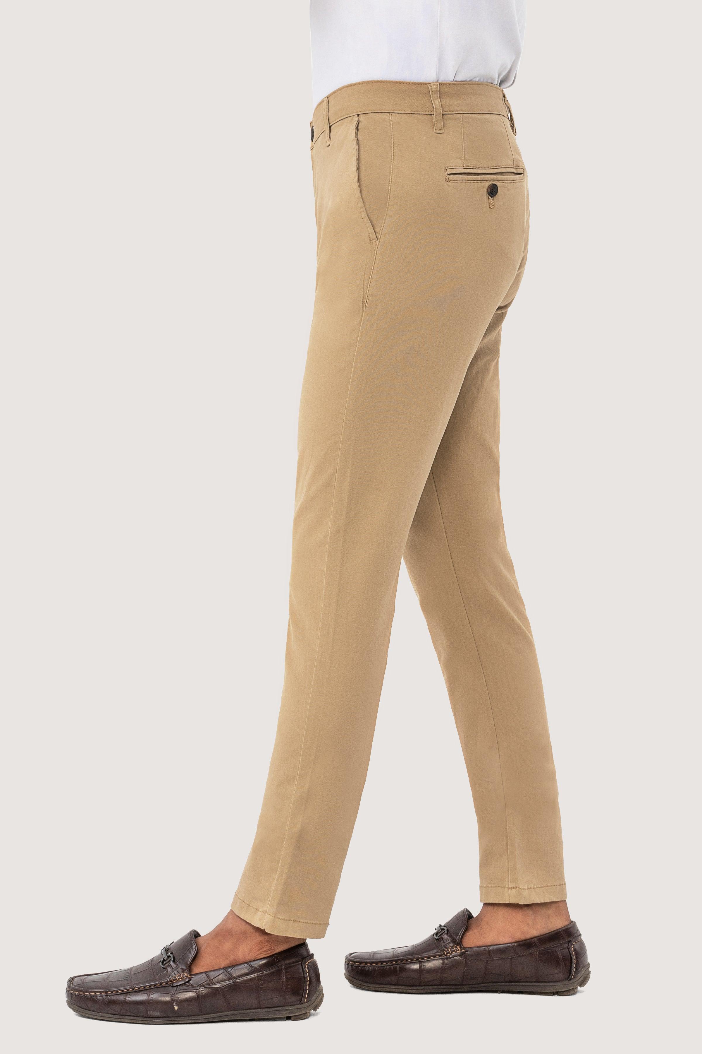 CROSS POCKET TWILL SLIMFIT PANT KHAKI at Charcoal Clothing